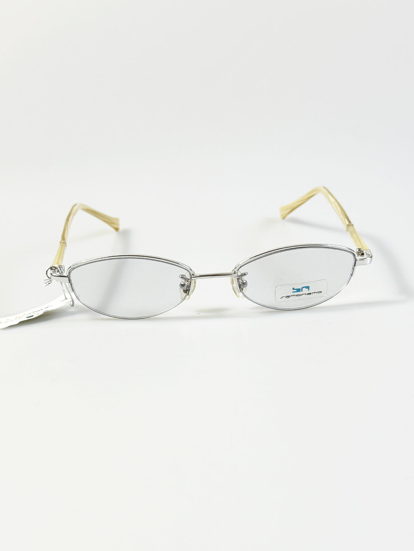 SEMONEMO Silver Oval Half-Rim Metal Frame Glasses