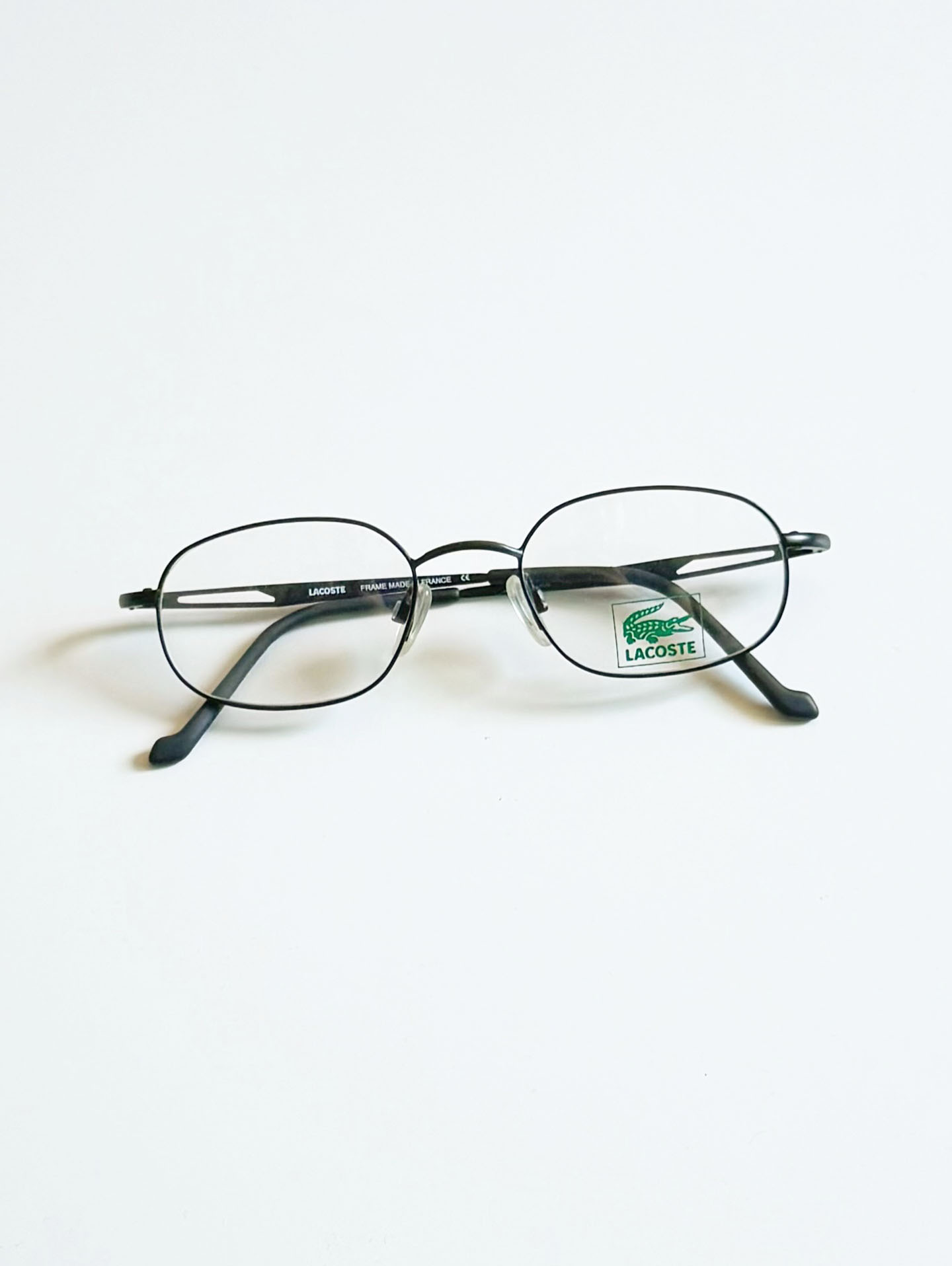 90’s LACOSTE Slim Oval Matte Black Metal Glasses