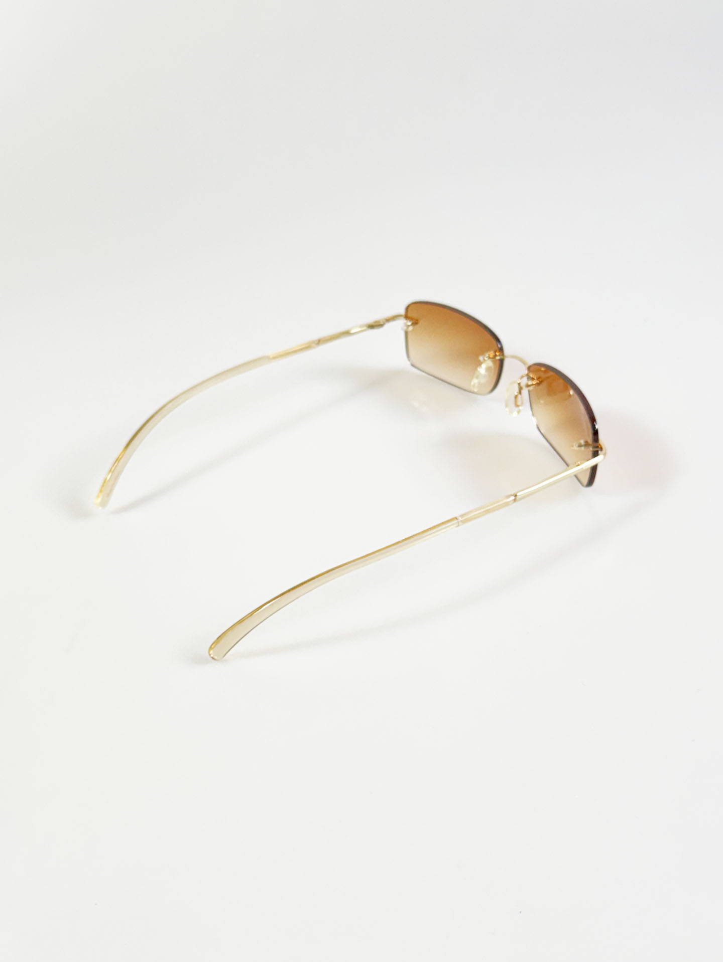 CAPRIO Rimless Gold Metal Square Tint Sunglasses