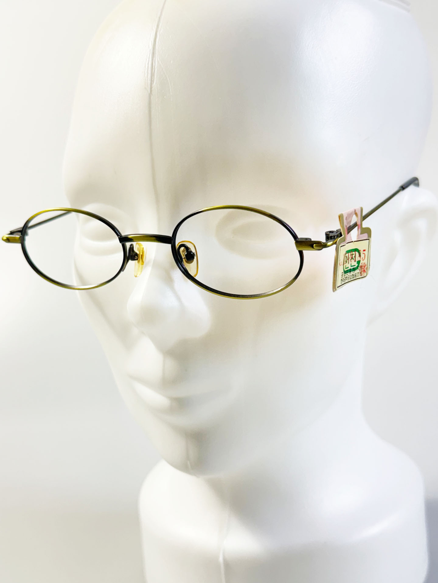 90's TORTOISE Antique Two-Tone Metal Slim Oval Frame Glasses