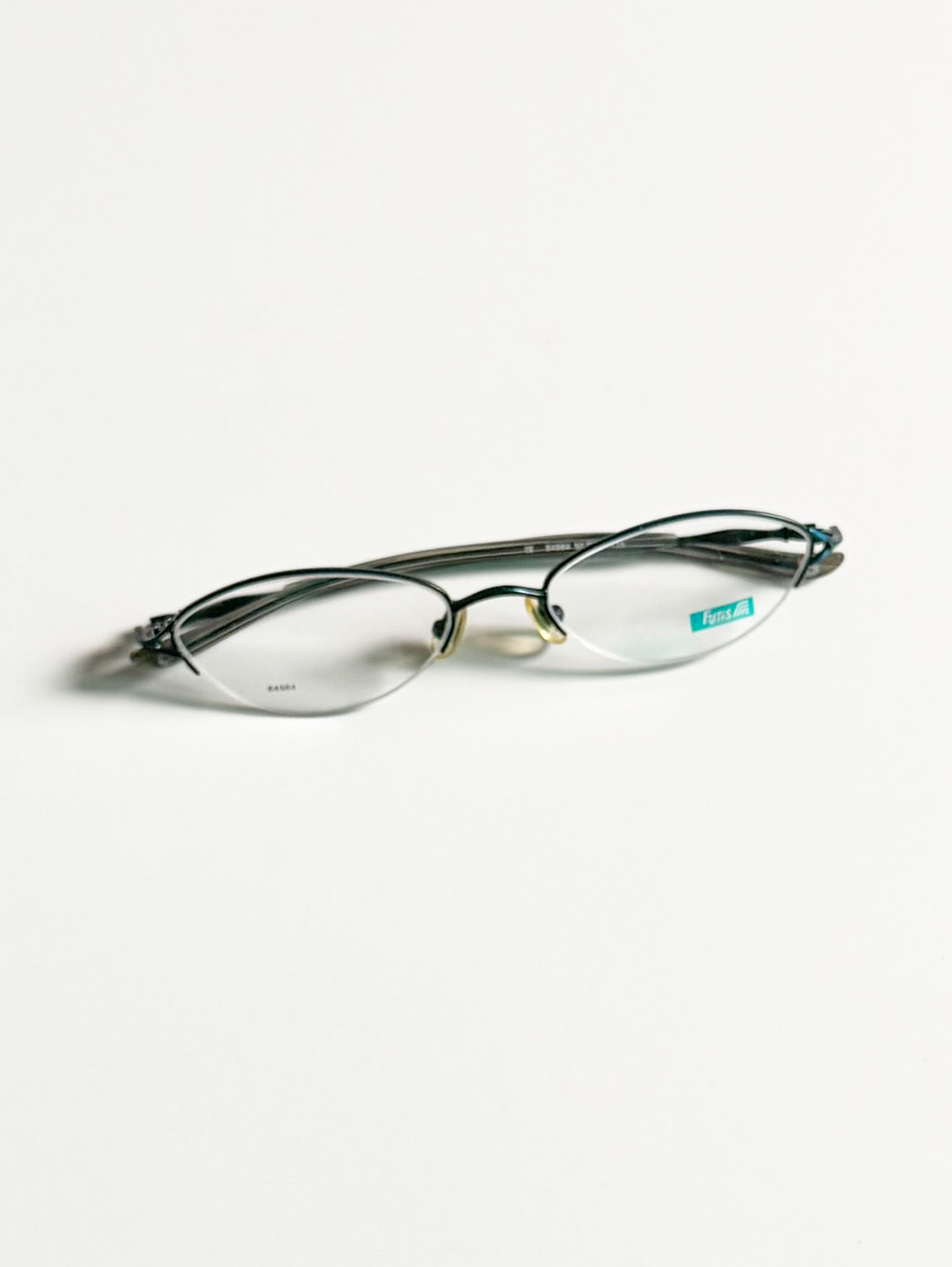 90's FUTIS Semi-Rimless Oval Metal Frame Glasses