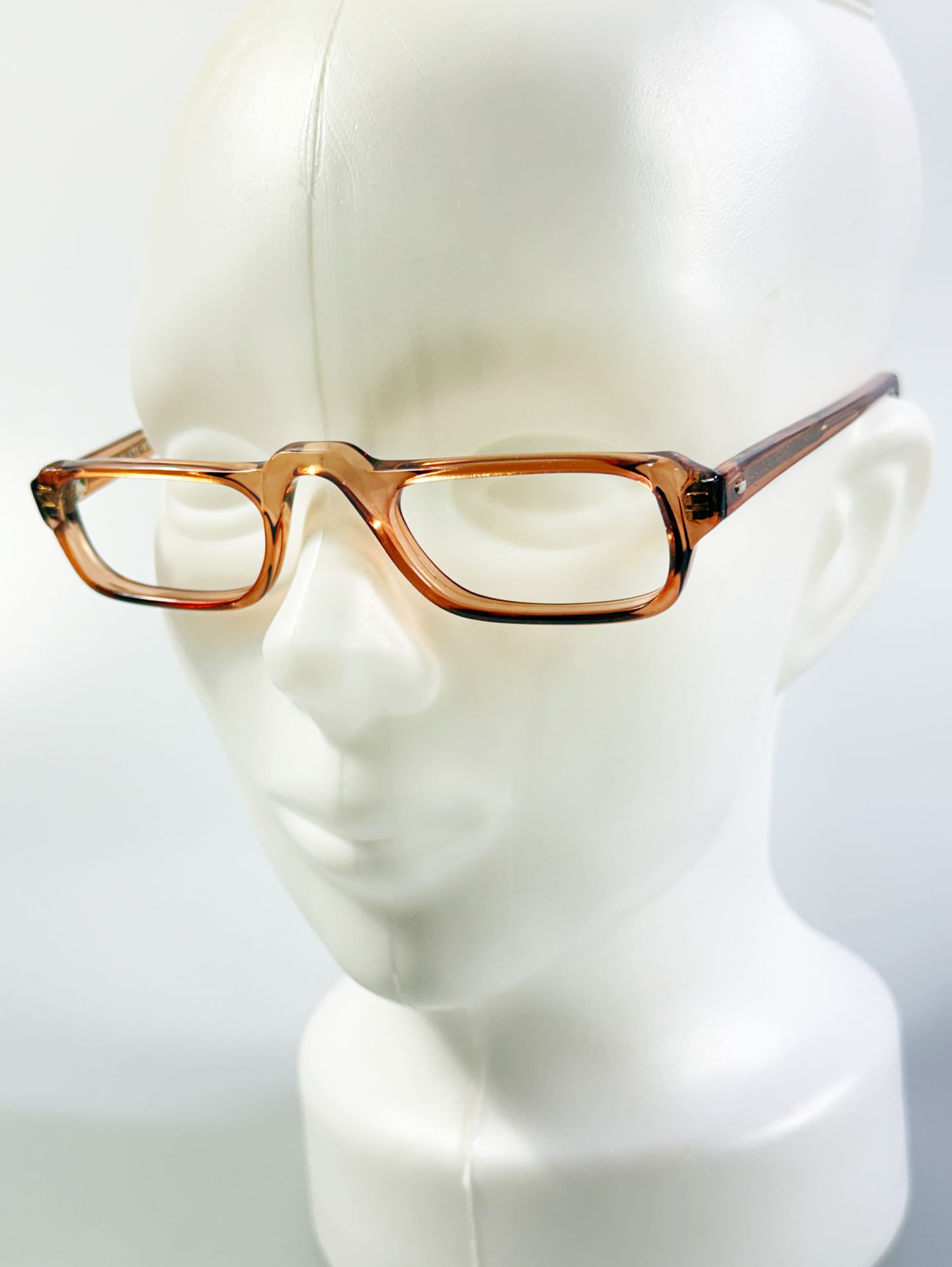 90's ELITE Honey Brown Transparent Square Acetate Horn-Rim Glasses