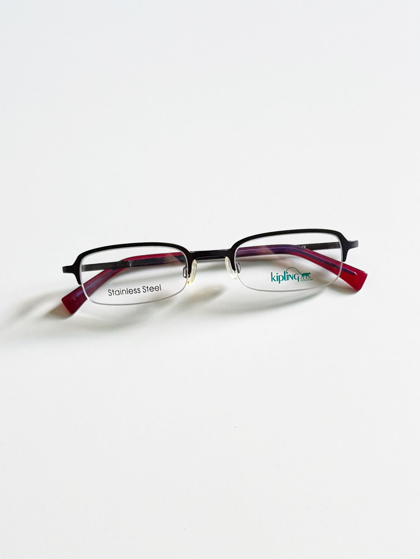 Kipling Deep Purple Square Semi-Rimless Metal Frame Glasses