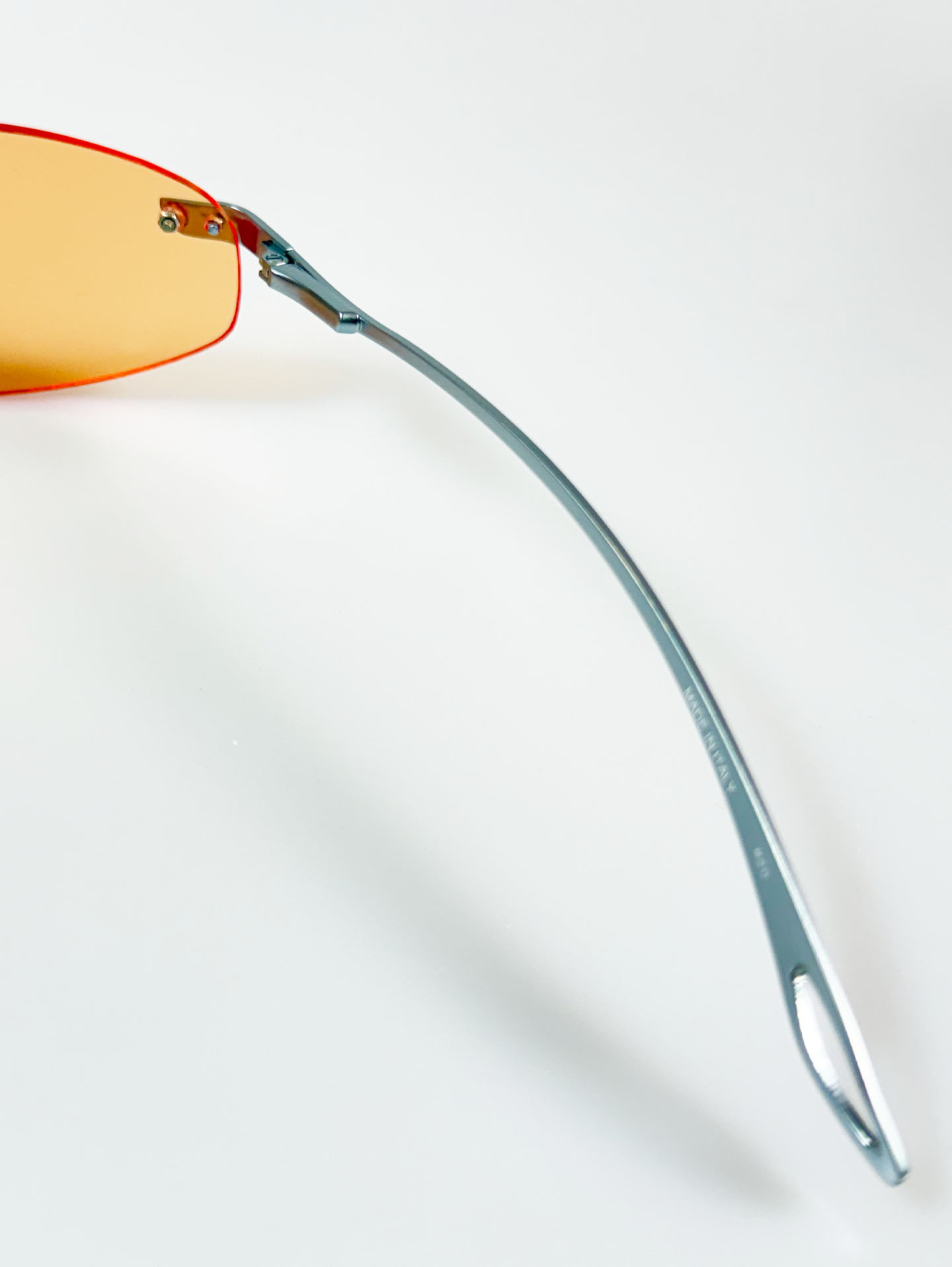 90's OKAY EYEWEAR Orange Tint Oval Rimless Metal Sunglasses