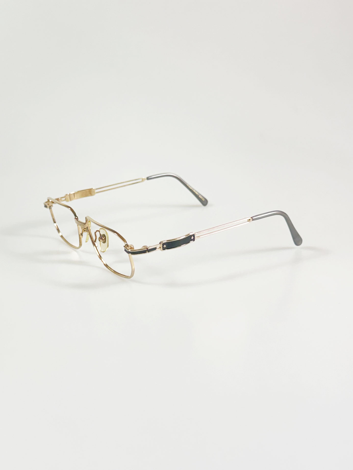 90's Retro Gold Slim Square Metal Glasses
