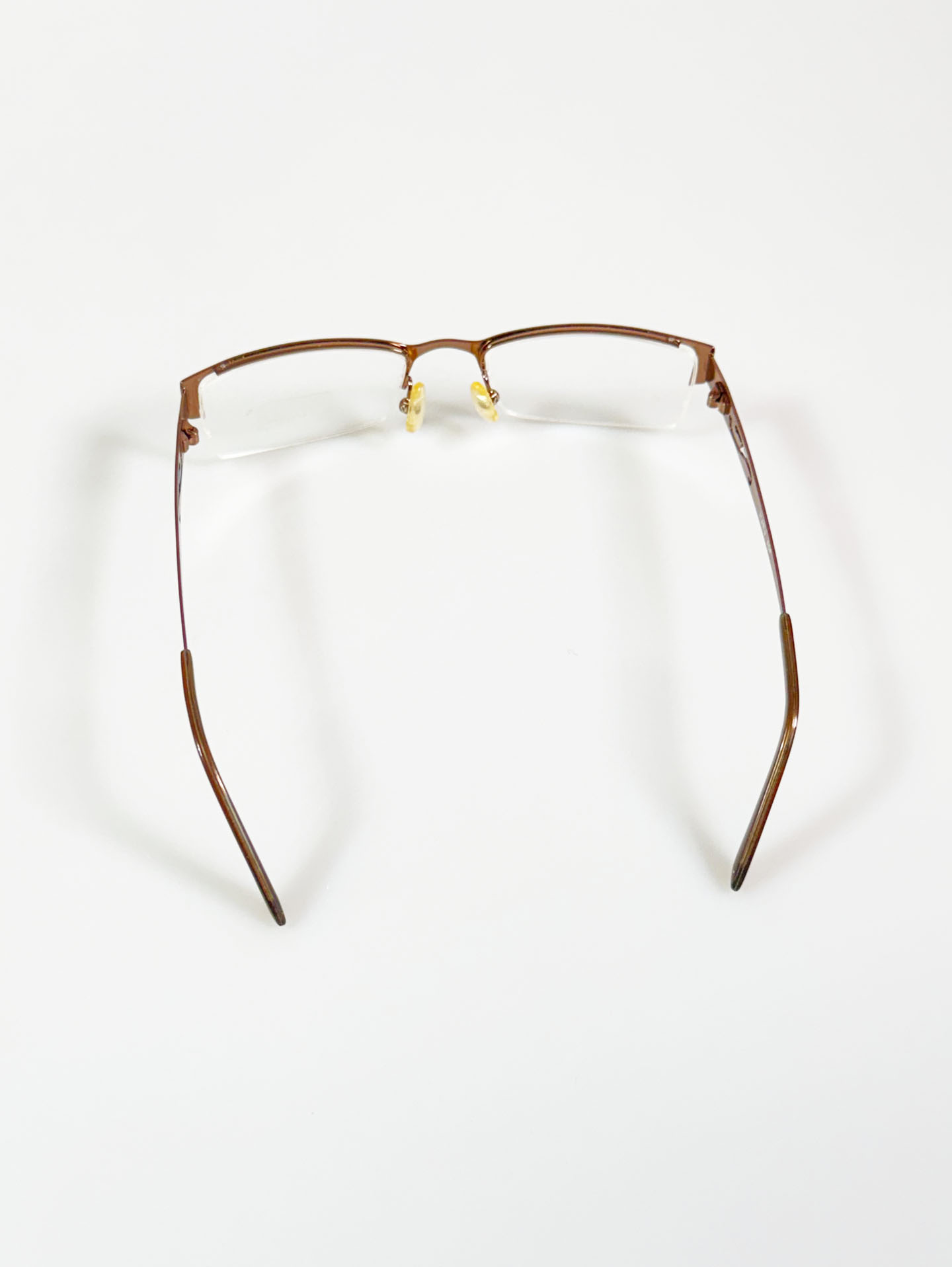 HARU Semi-Rimless Brown Square Metal Frame Glasses