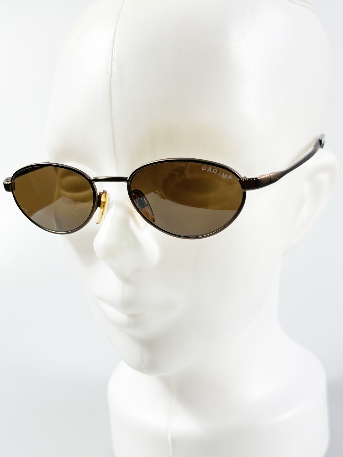 PARIM Brown Slim Oval Metal Frame Tint Sunglasses