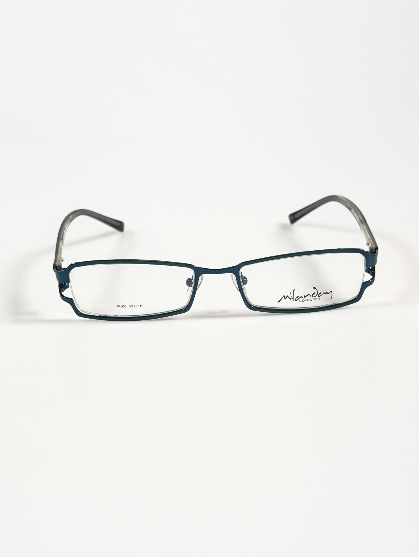 Milanday Collection Blue Slim Square Metal Frame Glasses