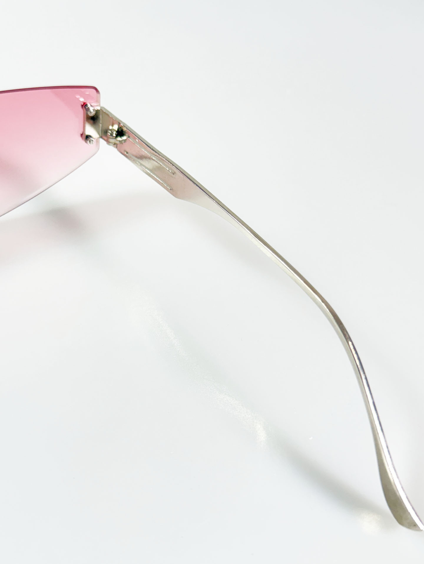 Rimless Shield Pink Gradient Lens Sunglasses