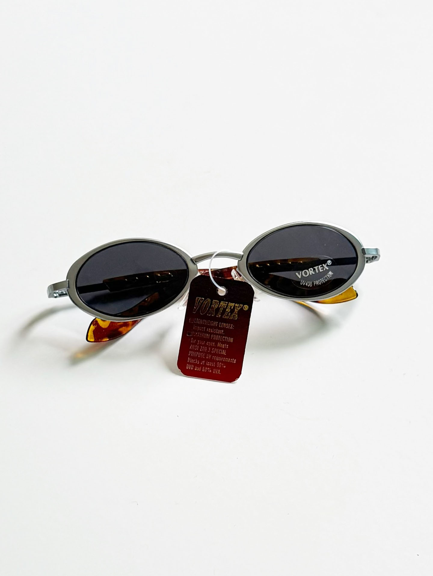 90's VORTEX Silver Slim Oval Metal Sunglasses
