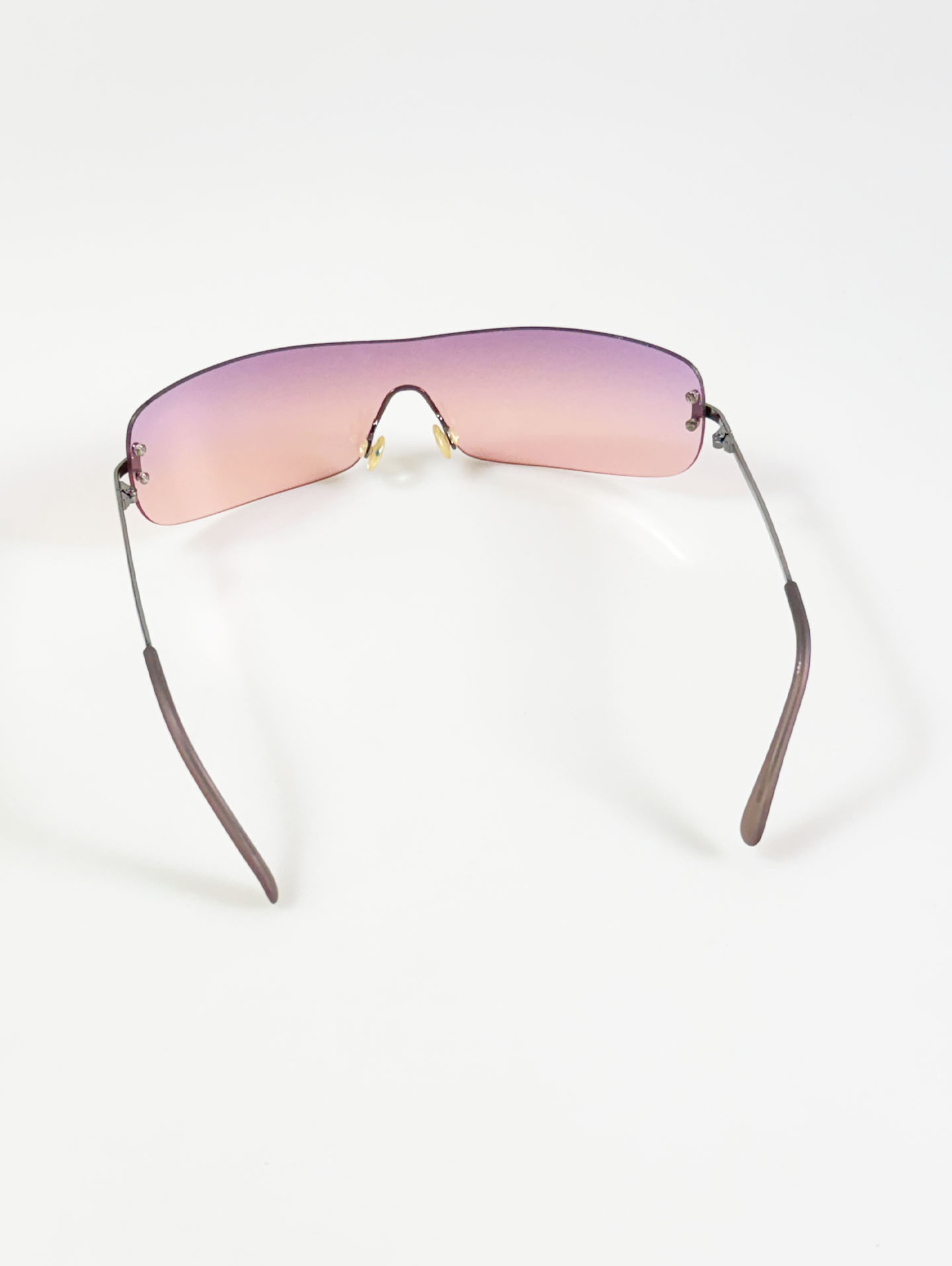 Rimless Shield Goggle Wraparound Metal Tint Sunglasses