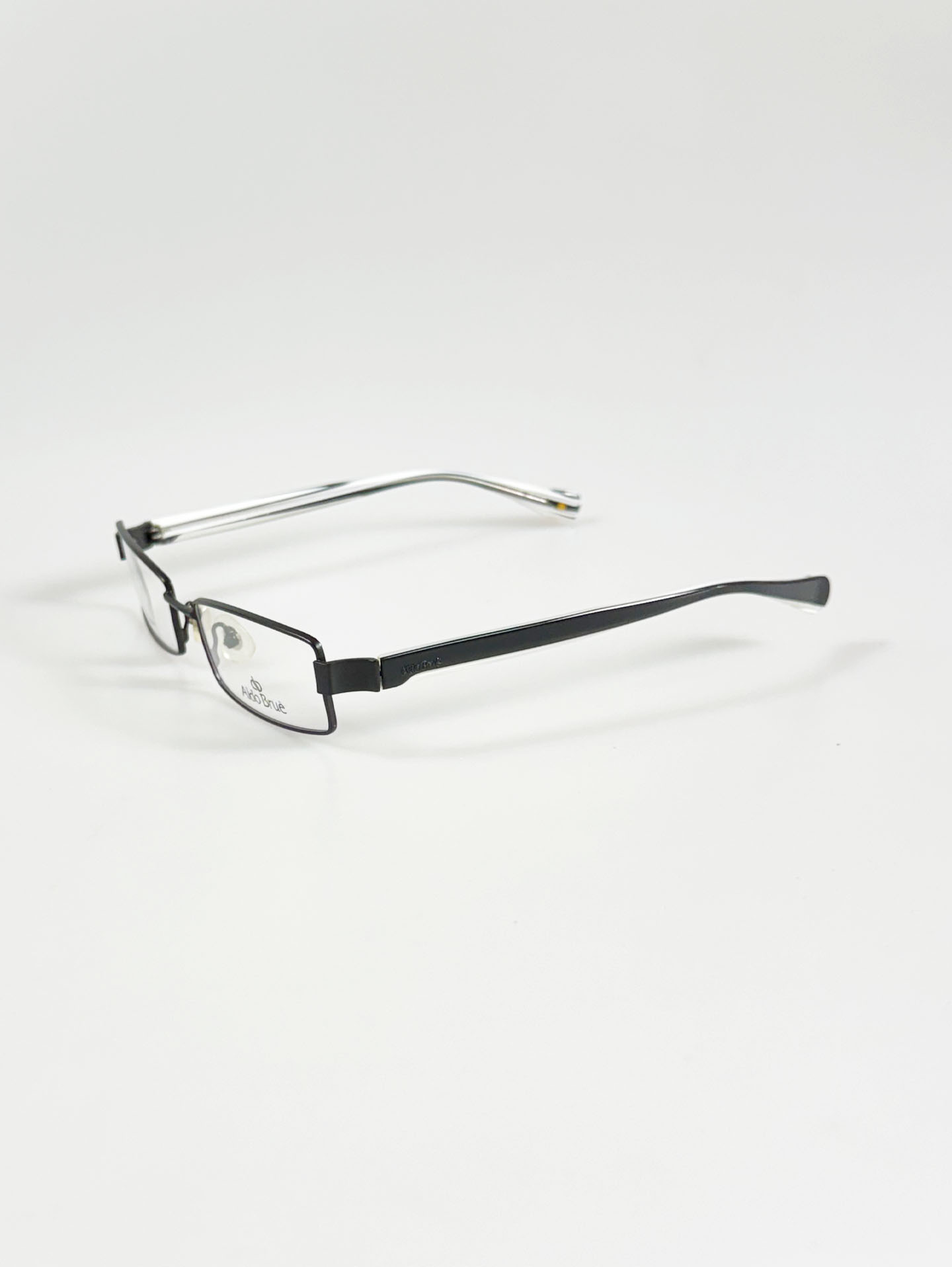 Aldo Brue Black Slim Square Metal Glasses