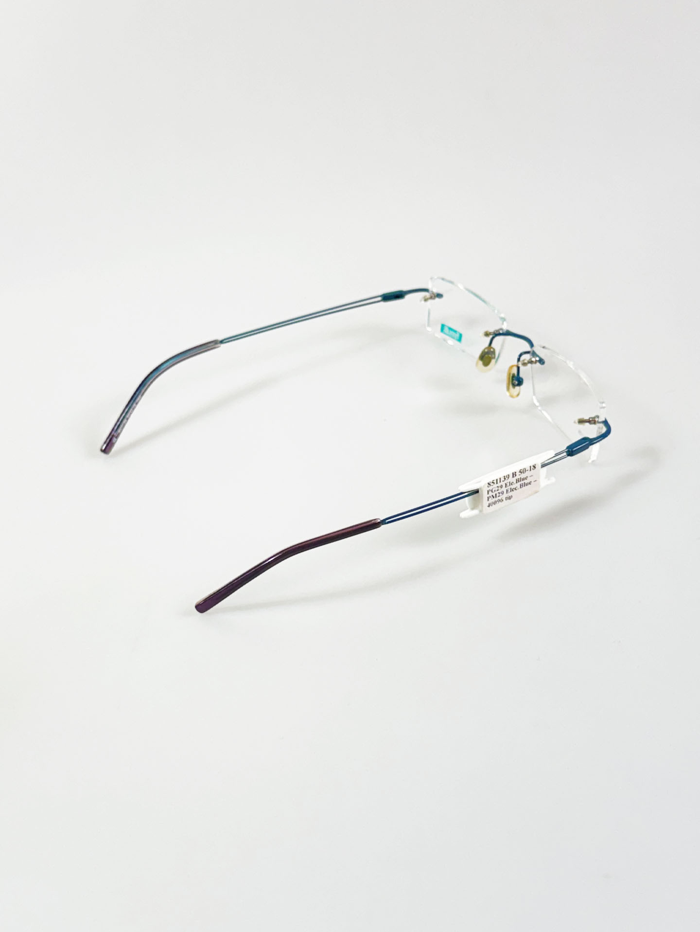 90's FUTIS Blue Rimless Square Metal Glasses