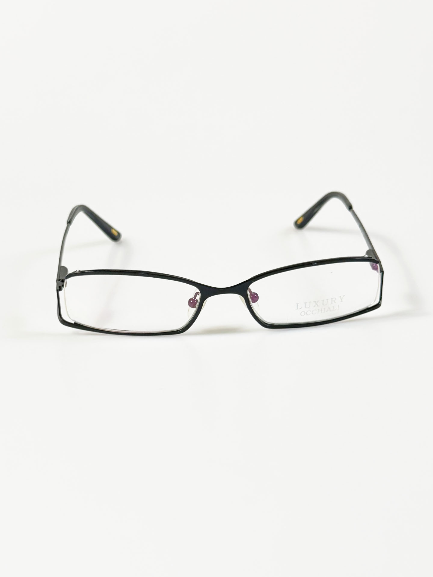 Luxury Occhiali Under-Rim Square Black Metal Frame Glasses