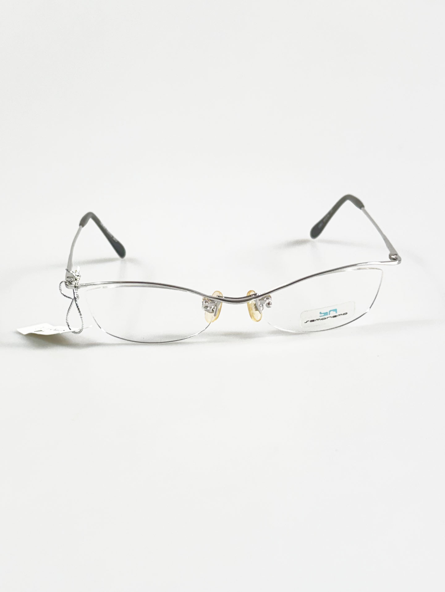 SEMONEMO Silver Oval Half-Rim Metal Frame Glasses