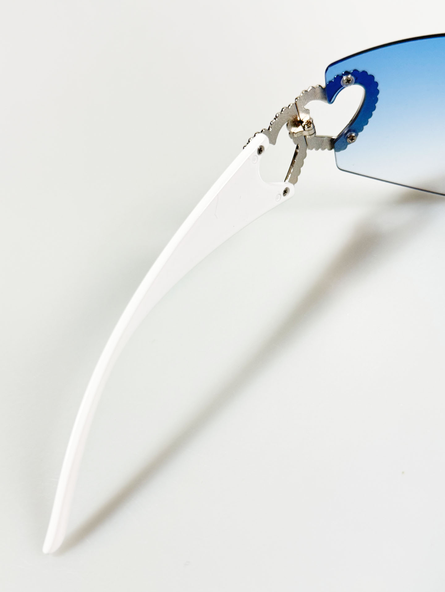 Blue Goggle Shield Rimless Wraparound Sunglasses