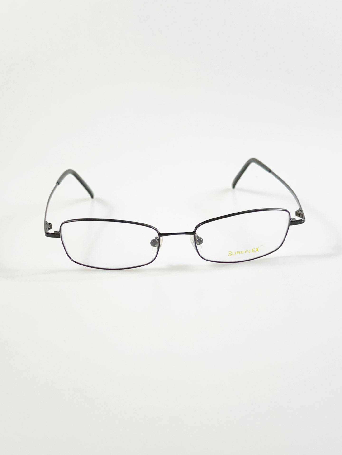 90's SUREFLEX Black Slim Square Metal Glasses