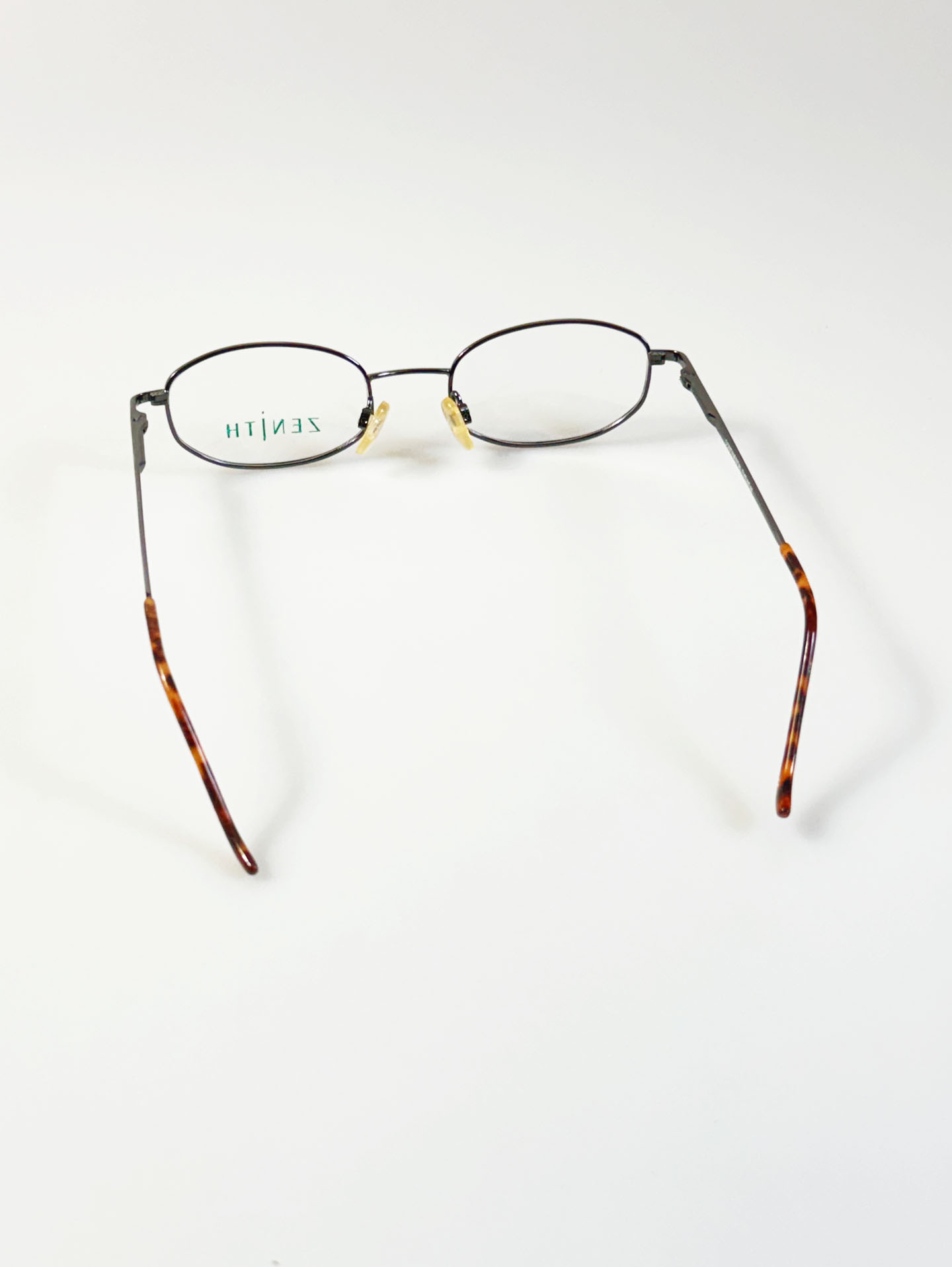 90's ZENITH Dark Silver Slim Oval Metal Frame Glasses