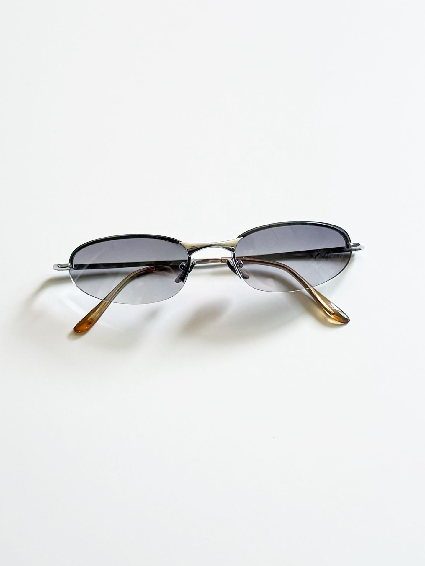 Silver Slim Rimless Square Metal Frame Sunglasses