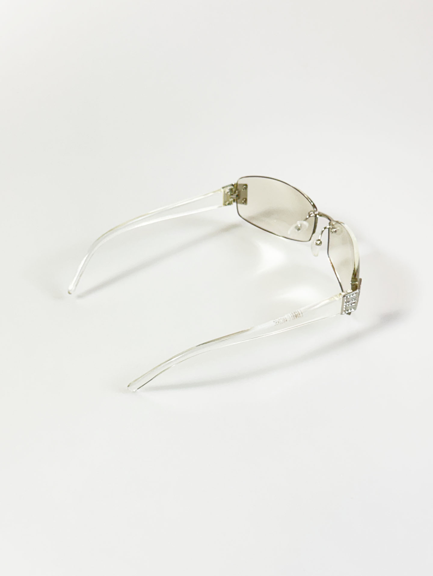 CAPRIO Rimless Square Crystal Temple Tinted Sunglasses
