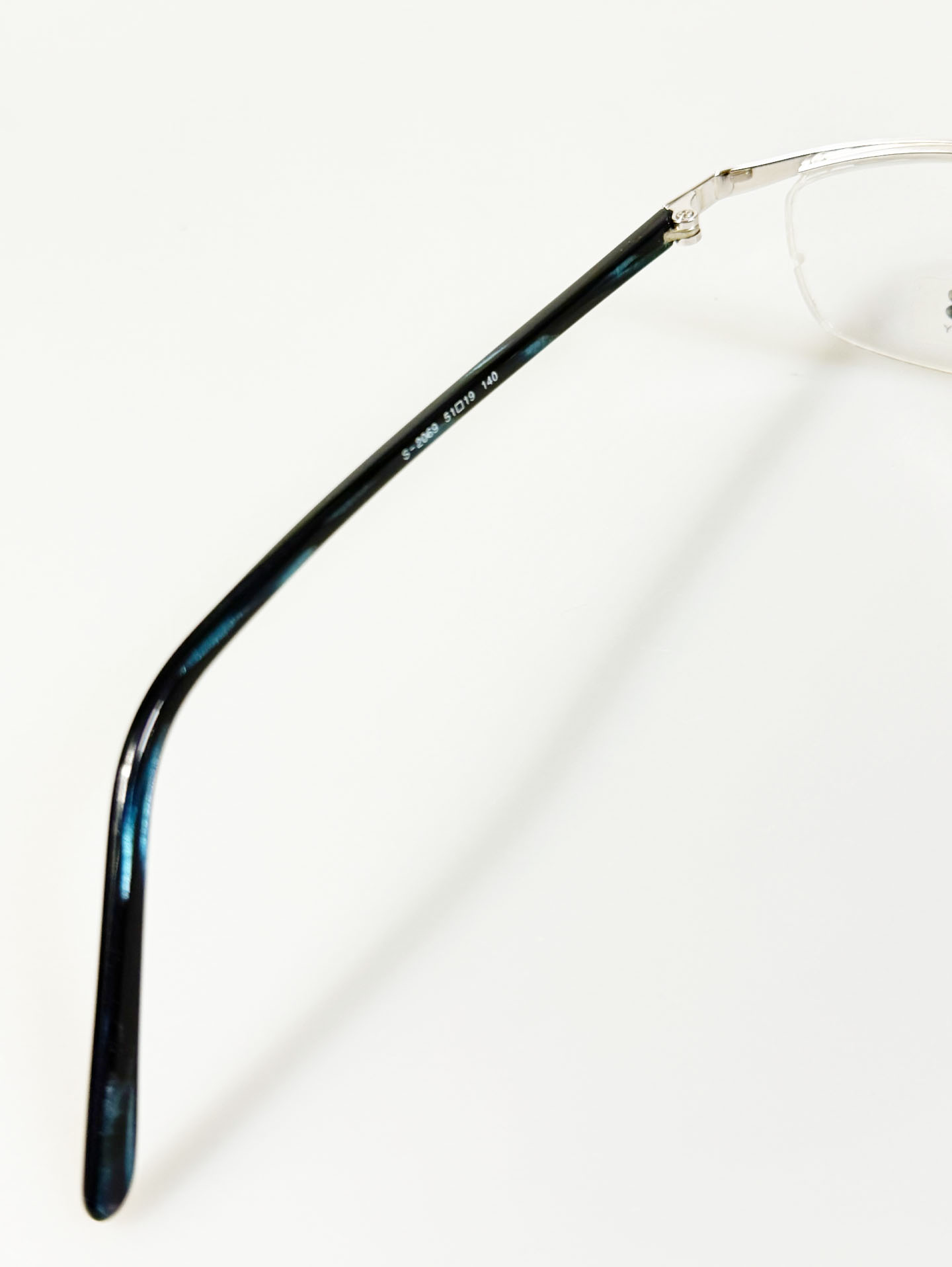 R&B Eyewear Slim Semi-Rimless Silver Tone Metal Frame Glasses