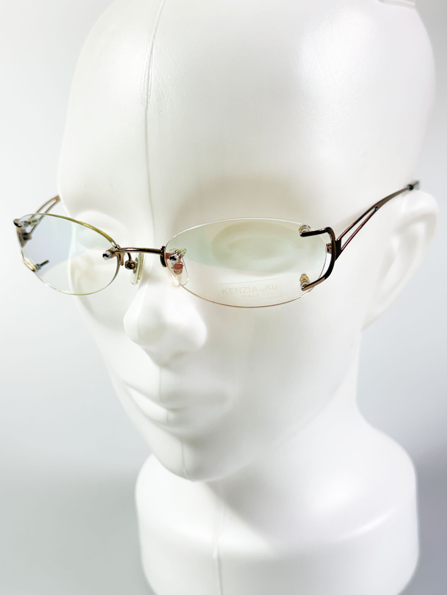 KENZIA ITALY Rimless Slim Oval Metal Frame Glasses