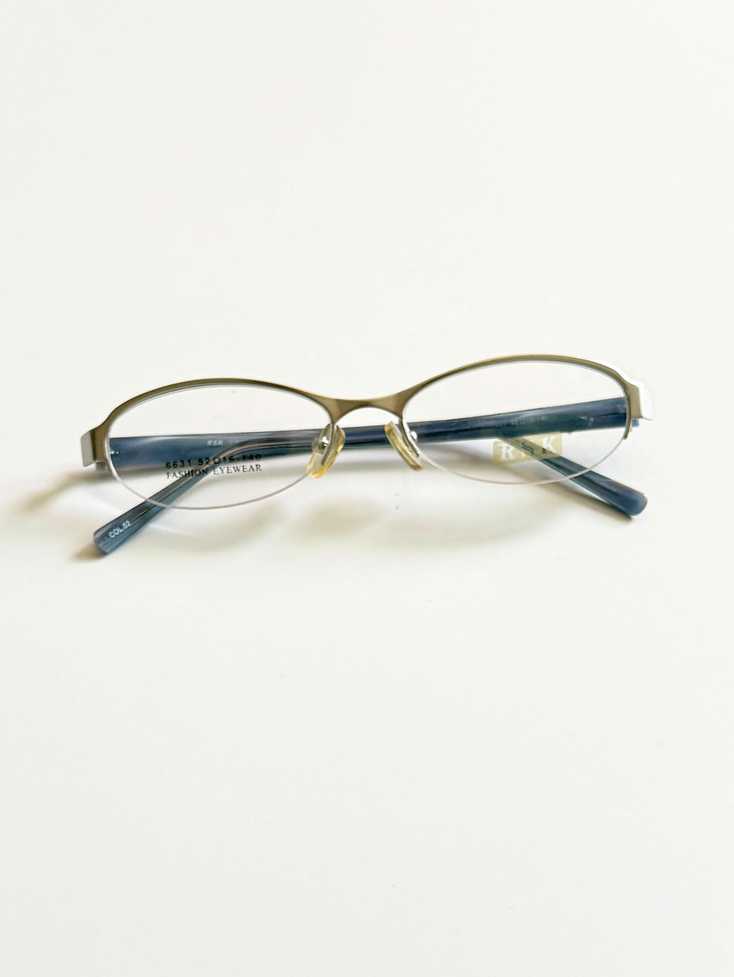 RSK Silver Oval Semi-Rimless Metal Glasses
