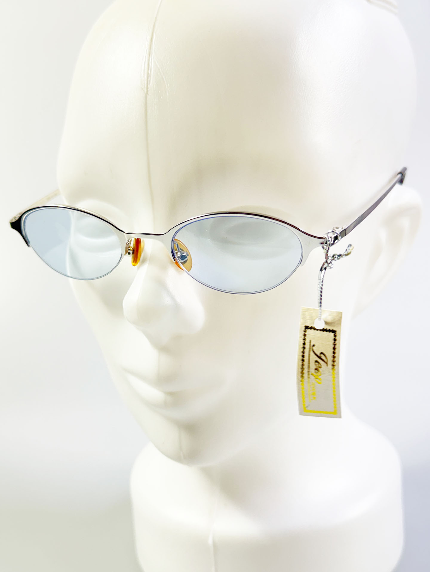 JEEP Silver Oval Half-Rim Metal Frame Tint Sunglasses