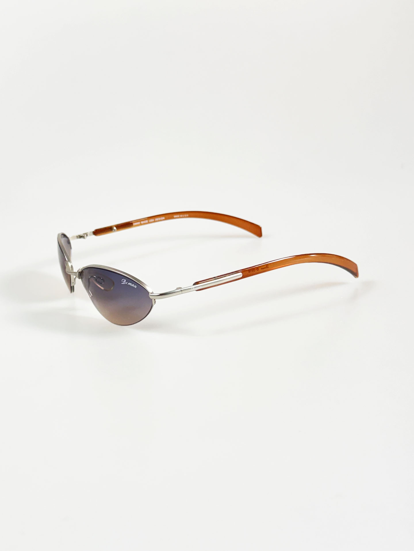 90's DOMON Silver Semi-Rimless Oval Metal Tint Sunglasses