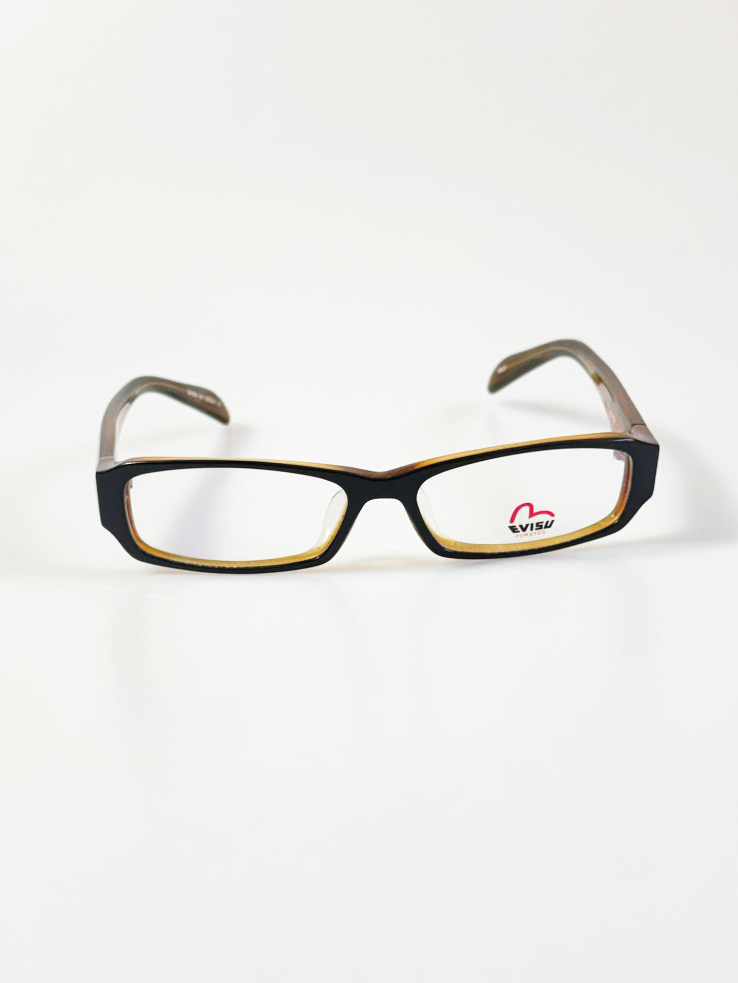 EVISU Black & Amber Square Acetate Horn-Rim Frame Glasses