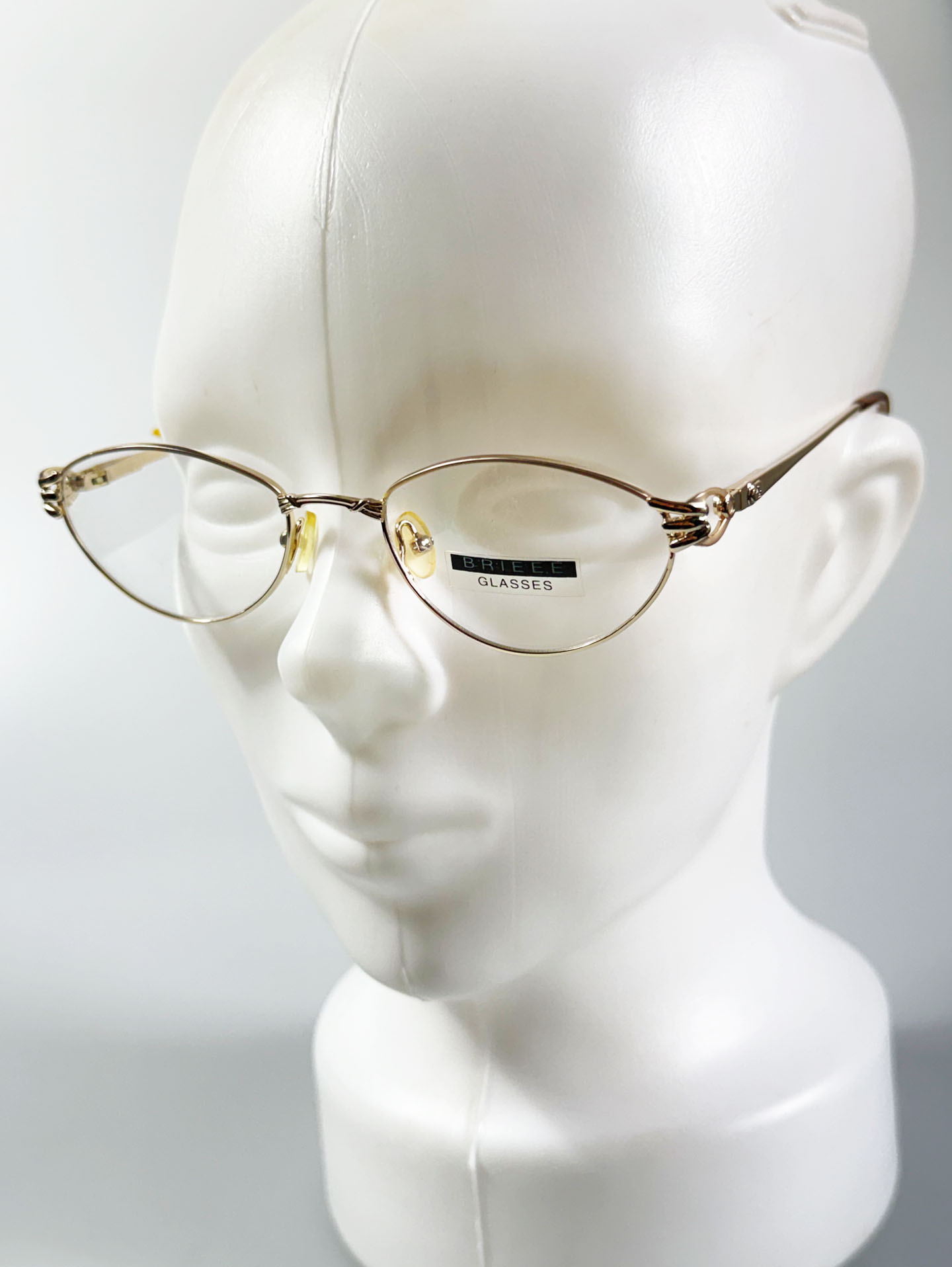 90's BRIEEE Gold Slim Oval Metal Frame Glasses