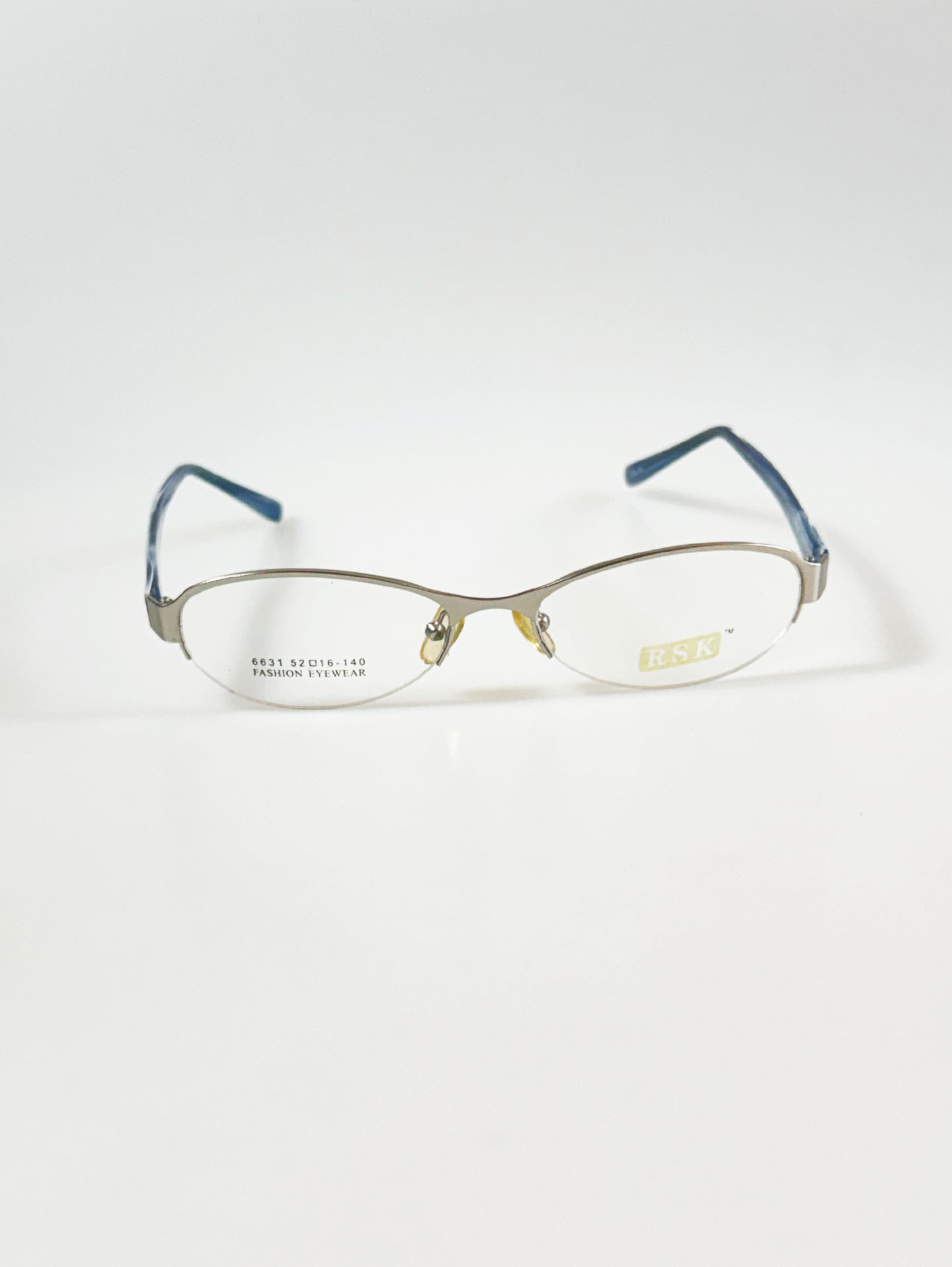 RSK Silver Oval Semi-Rimless Metal Glasses