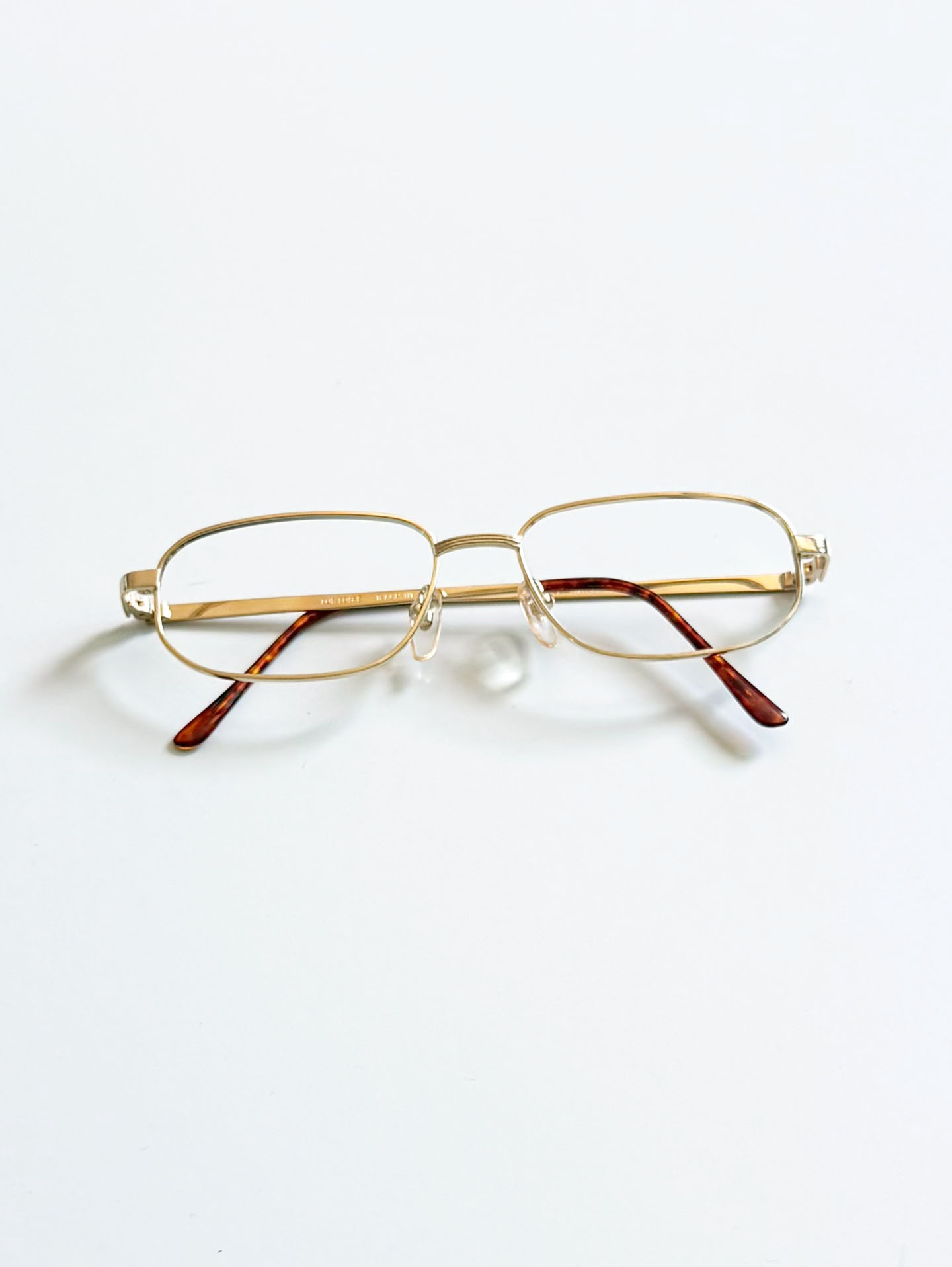 90's TORTOISE Gold Slim Square Metal Frame Glasses