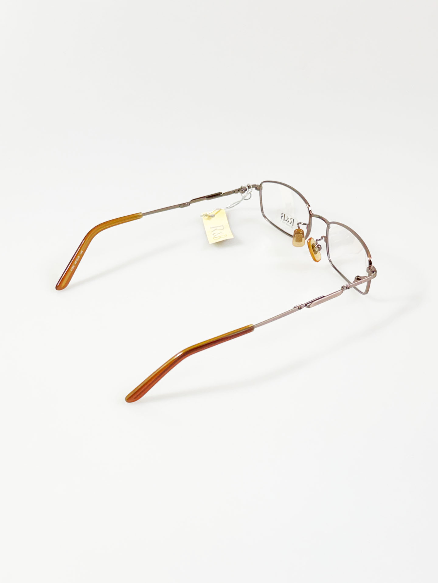 R&B Eyewear Brown Slim Square Metal Frame Glasses