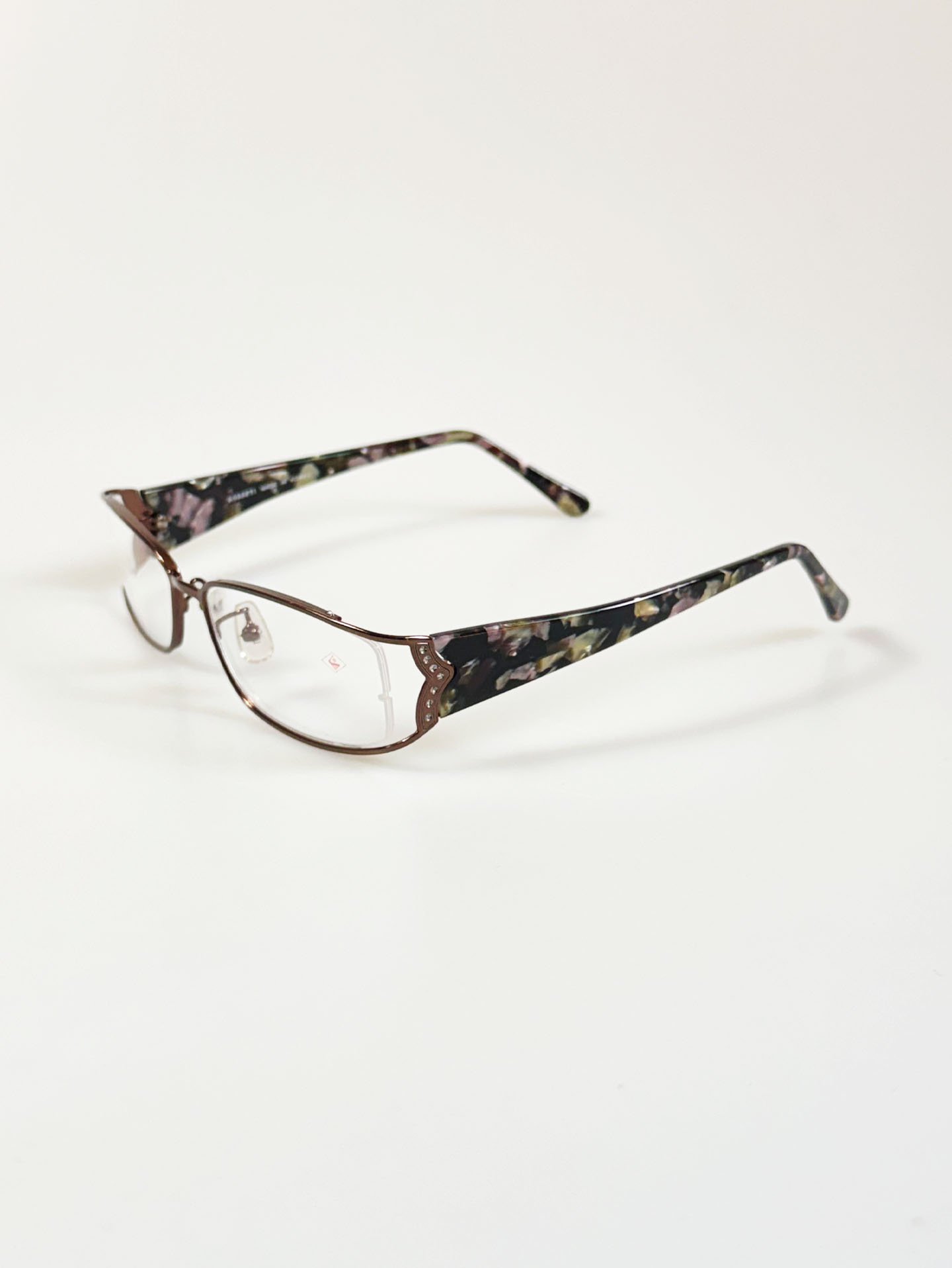ROSSETI Brown Slim Square Metal Combination Frame Glasses