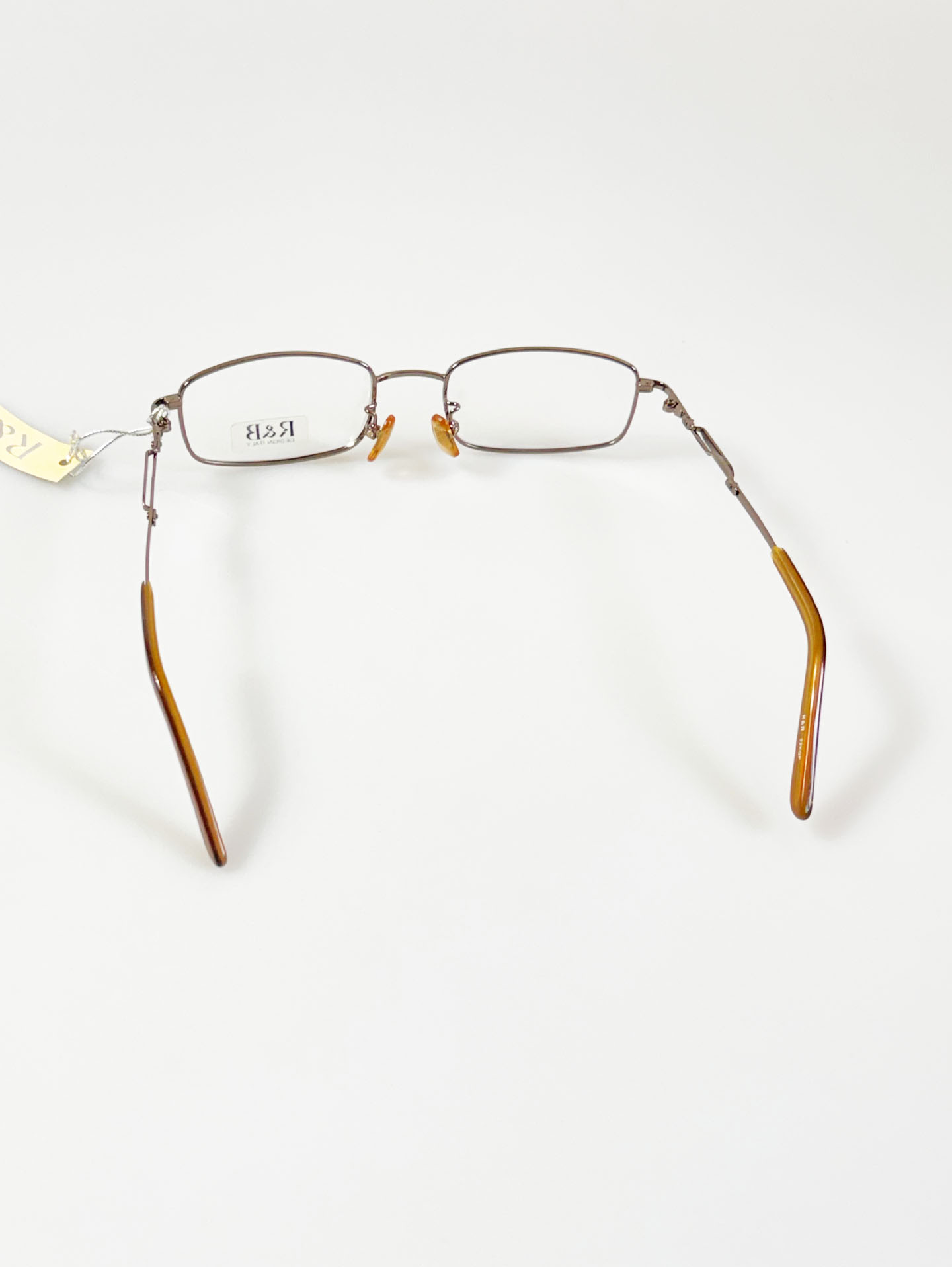 R&B Eyewear Brown Slim Square Metal Frame Glasses