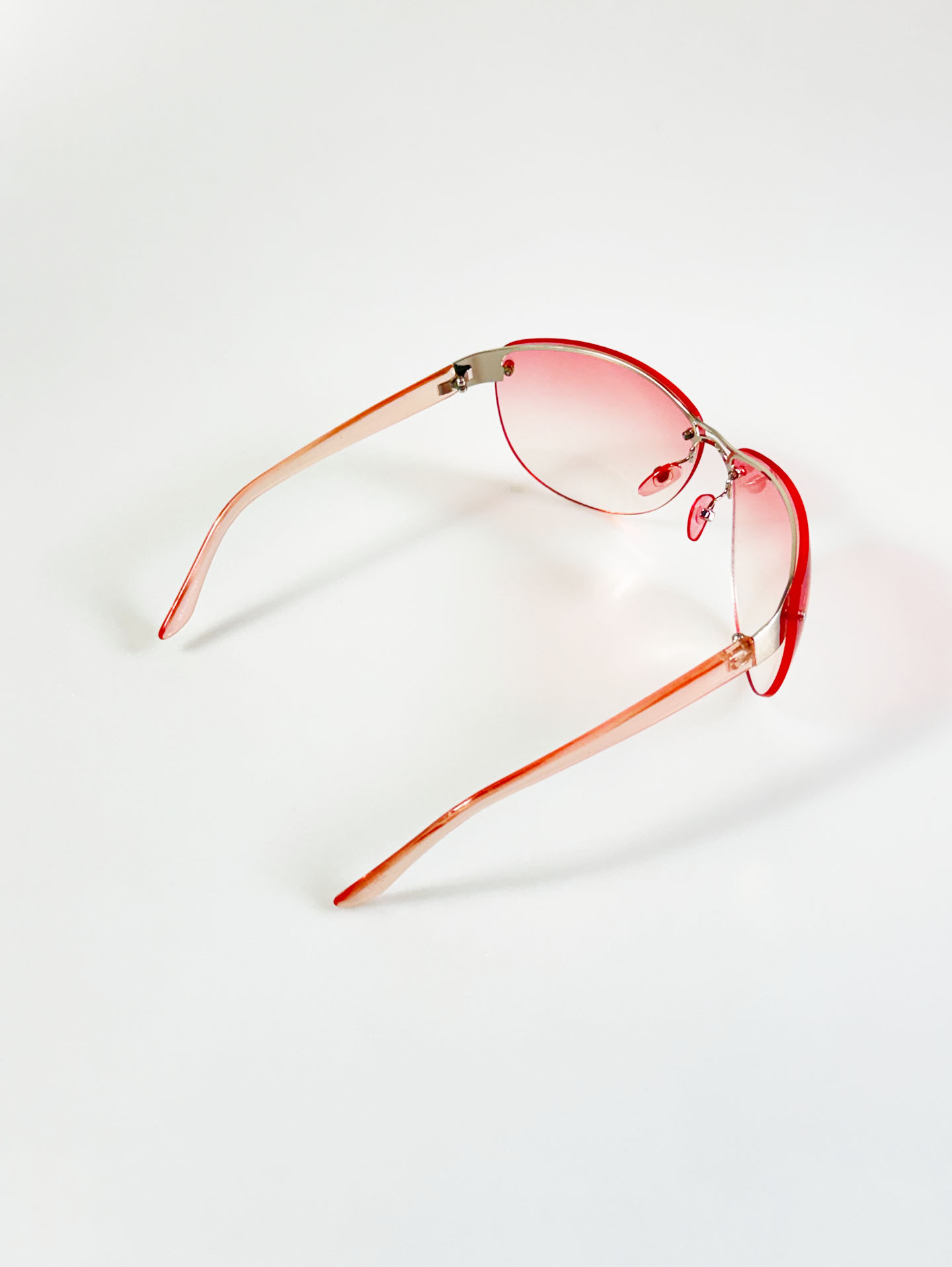 Rimless Shield Square Pink Gradient Tinted Sunglasses