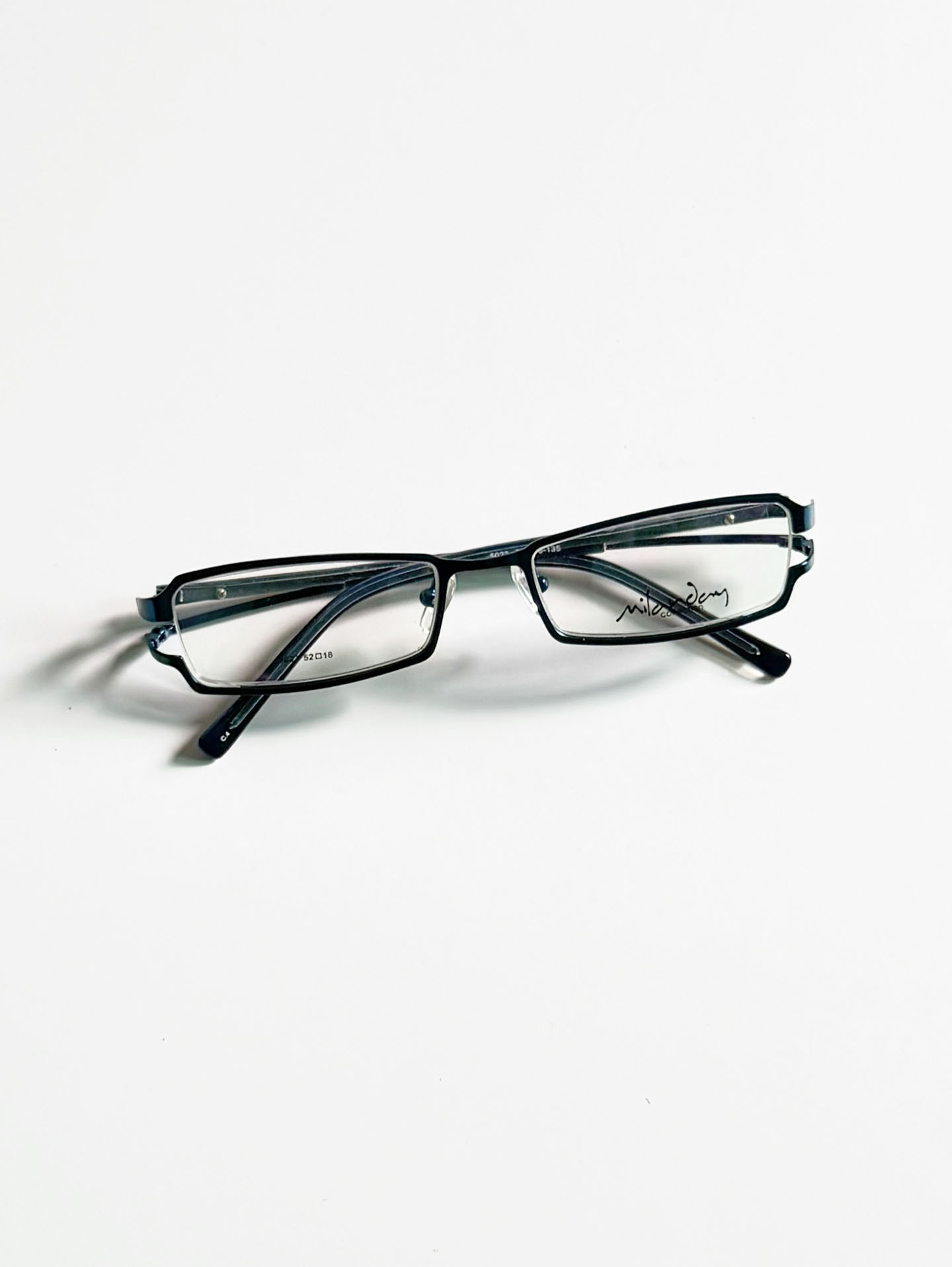 Milanday Collection Blue Slim Square Metal Frame Glasses