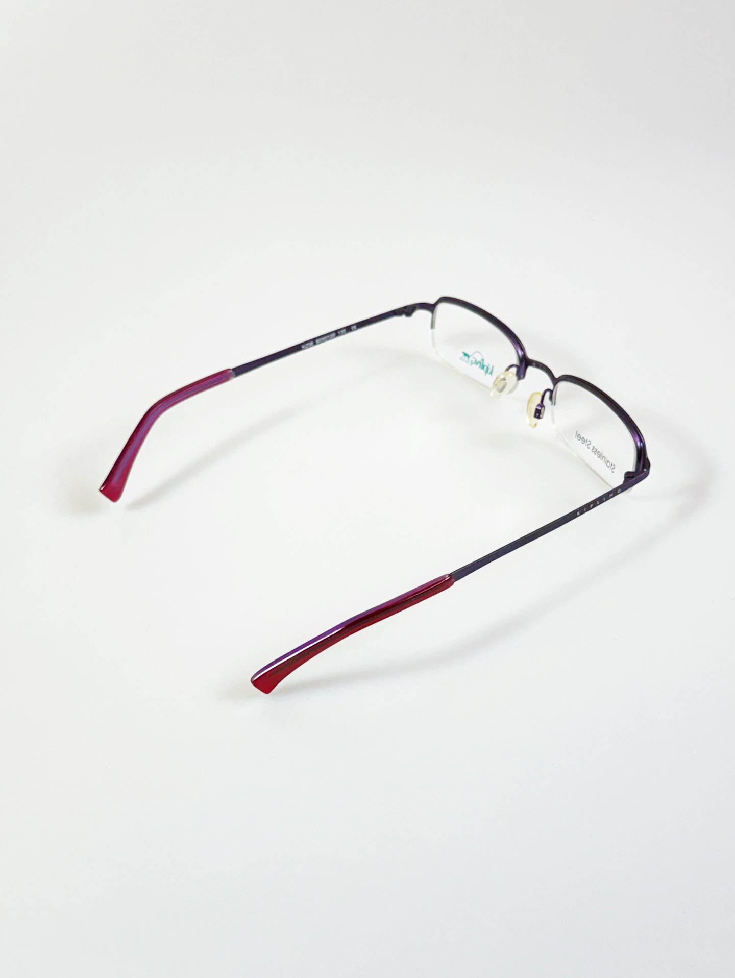Kipling Deep Purple Square Semi-Rimless Metal Frame Glasses