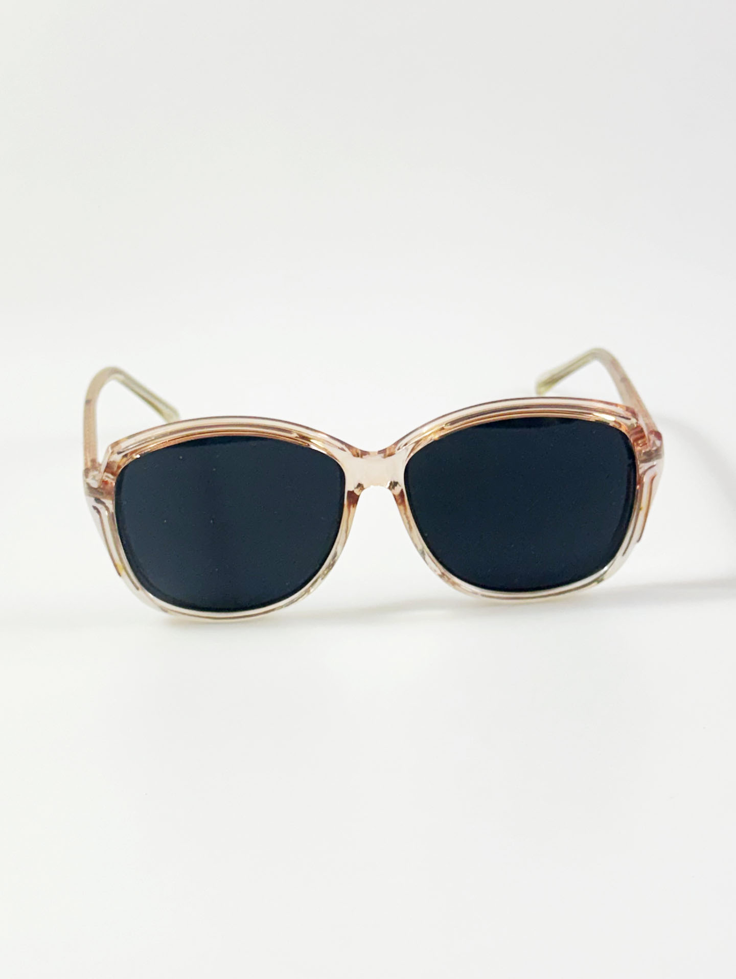 Champagne Crystal Clear Two-Tone Bold Square Sunglasses
