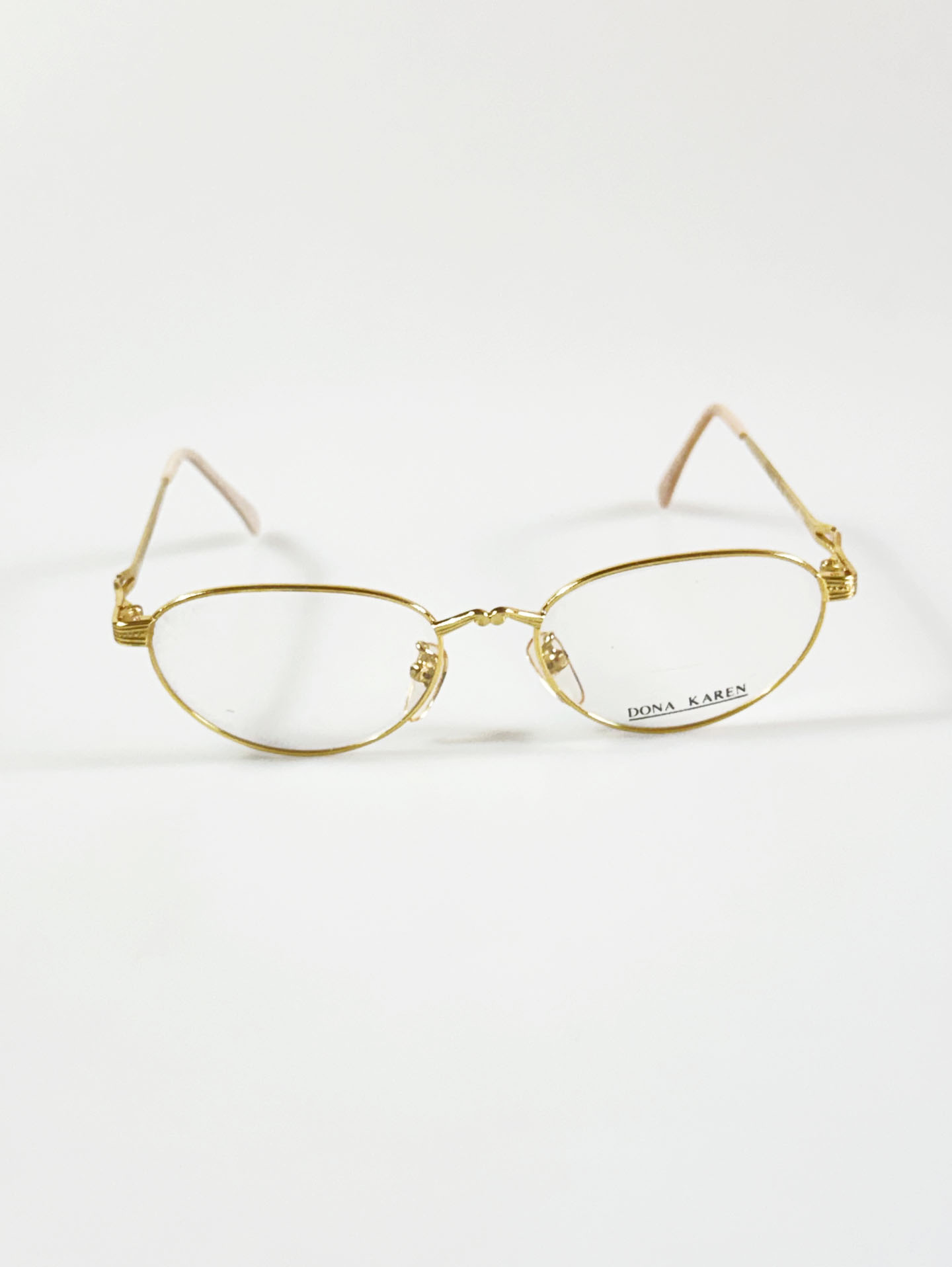 90's DONA KAREN Gold Slim Oval Metal Frame Glasses