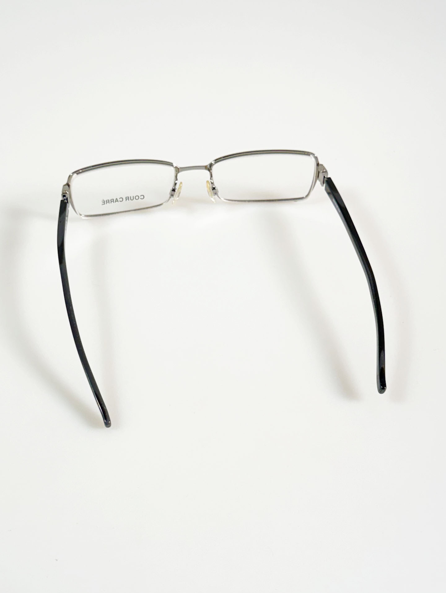 COUR CARRÉ Silver Slim Square Metal Frame Glasses