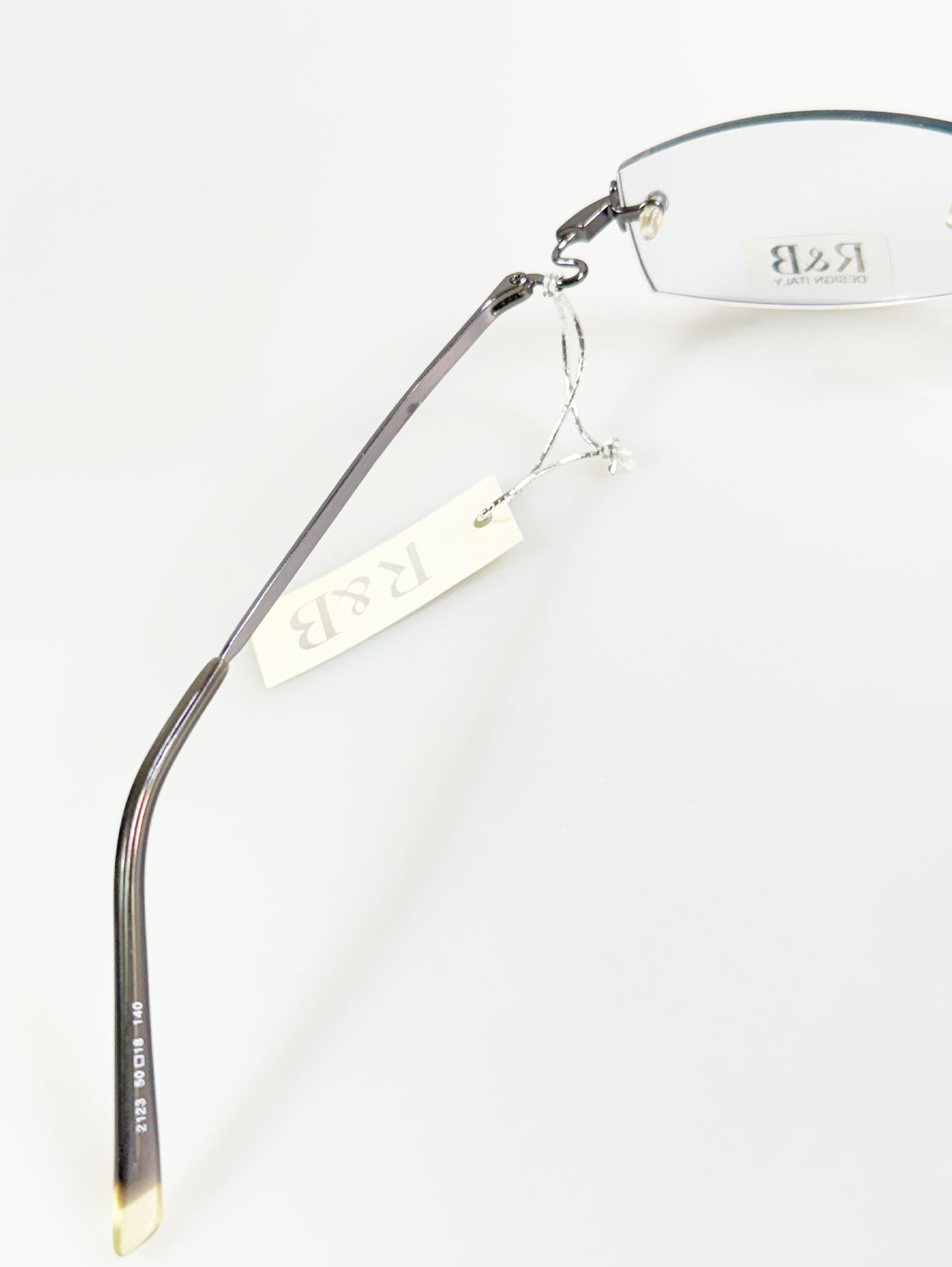 R&B Eyewear Gunmetal Rimless Square Glasses