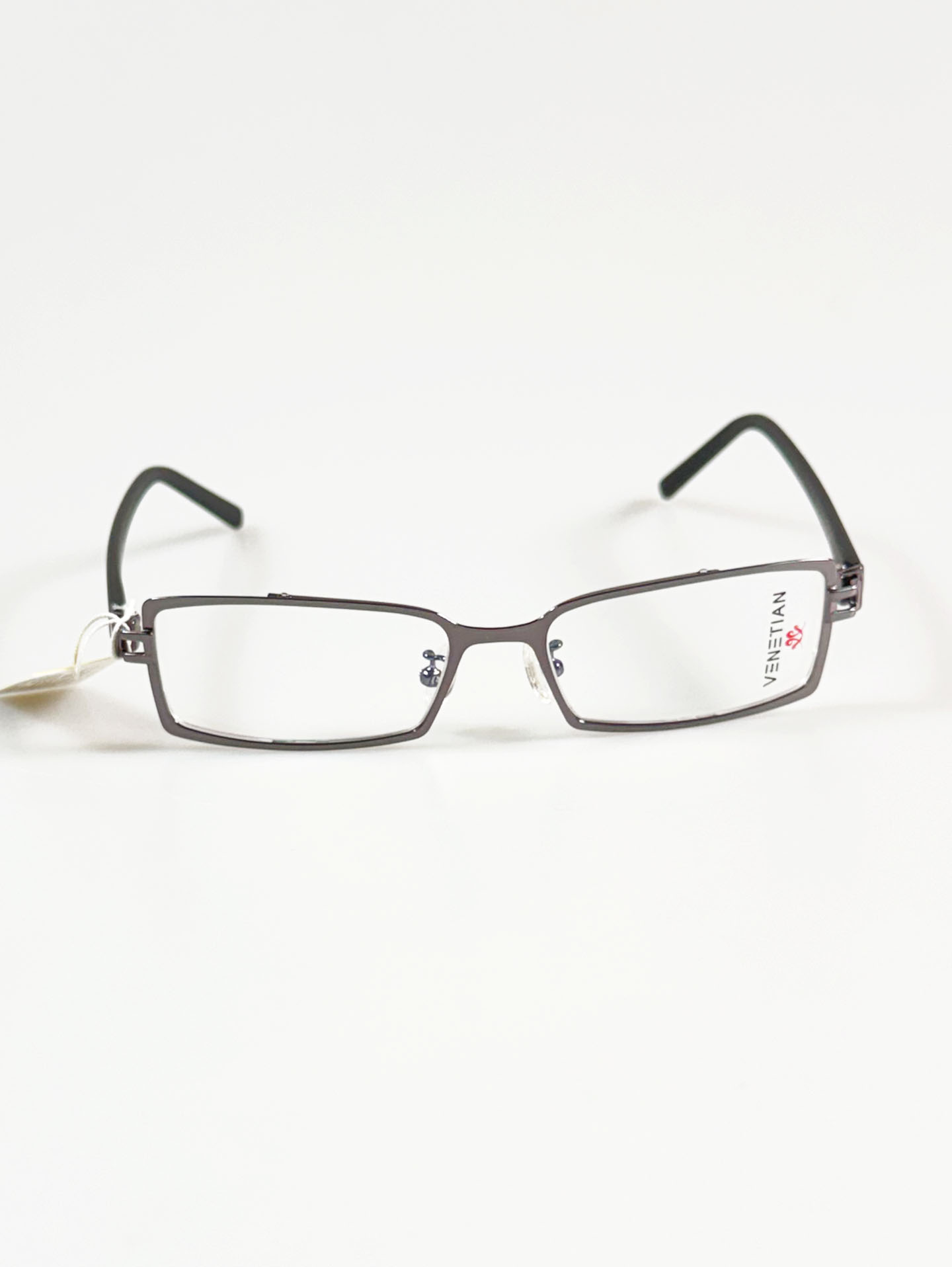 VENETIAN Gunmetal Slim Square Metal Frame Glasses