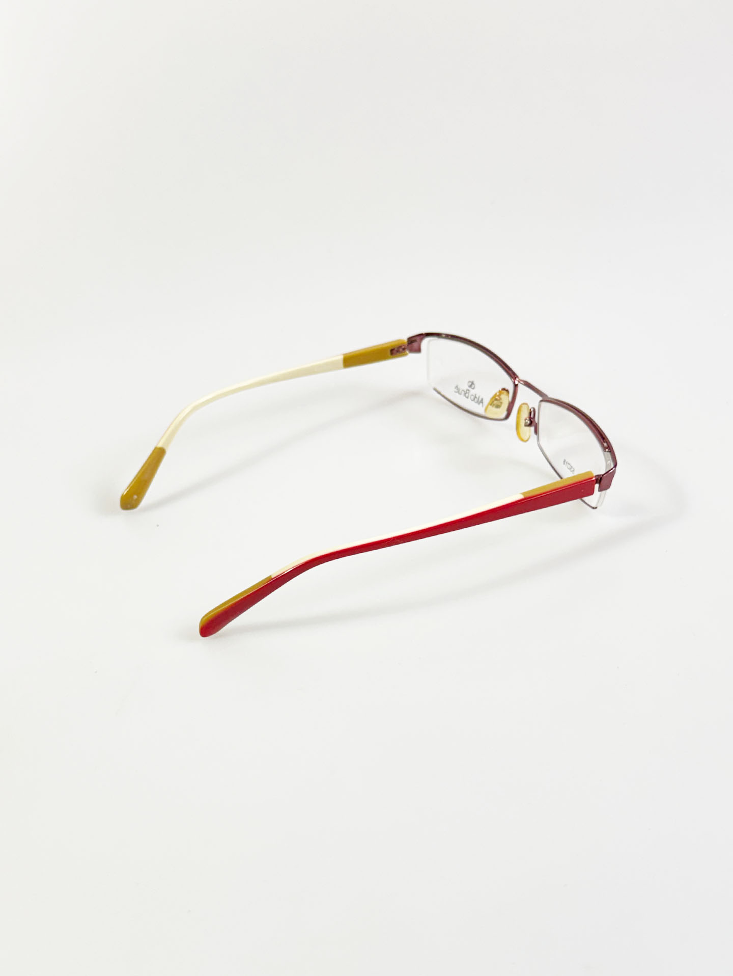 Aldo Brue Rose Pink Square Semi-Rimless Metal Glasses