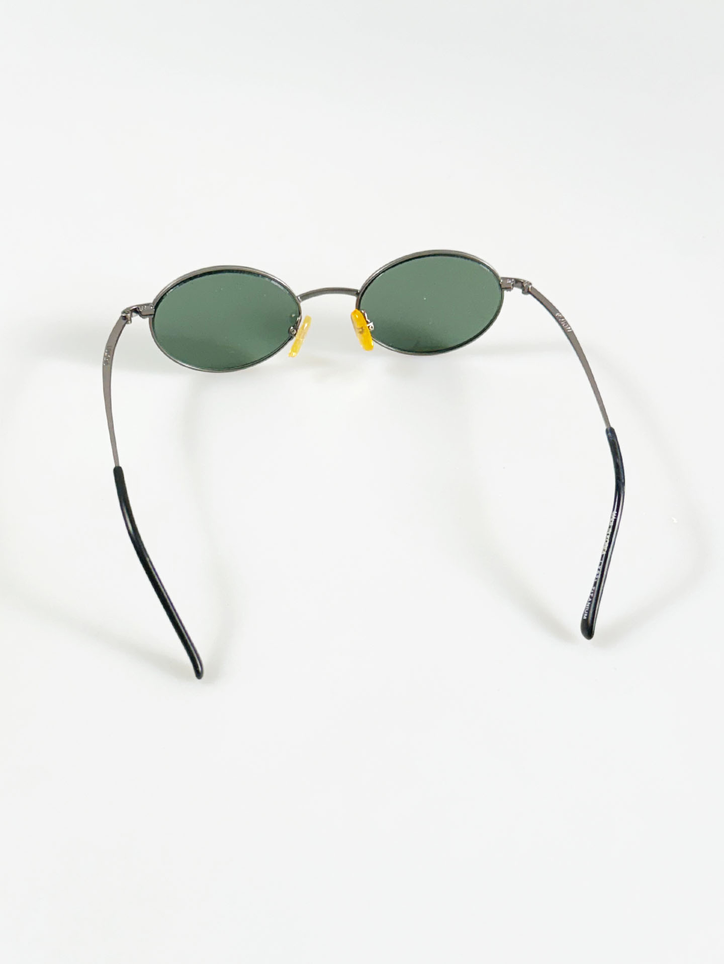 90's Dark Silver Titanium Slim Oval Sunglasses