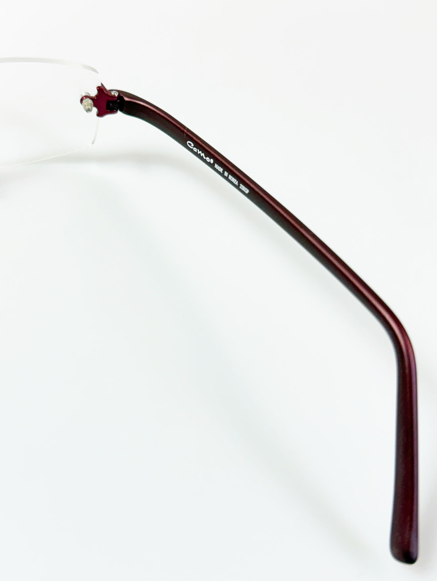 Camo Fashion Square Rimless Burgundy Metal Frame Glasses