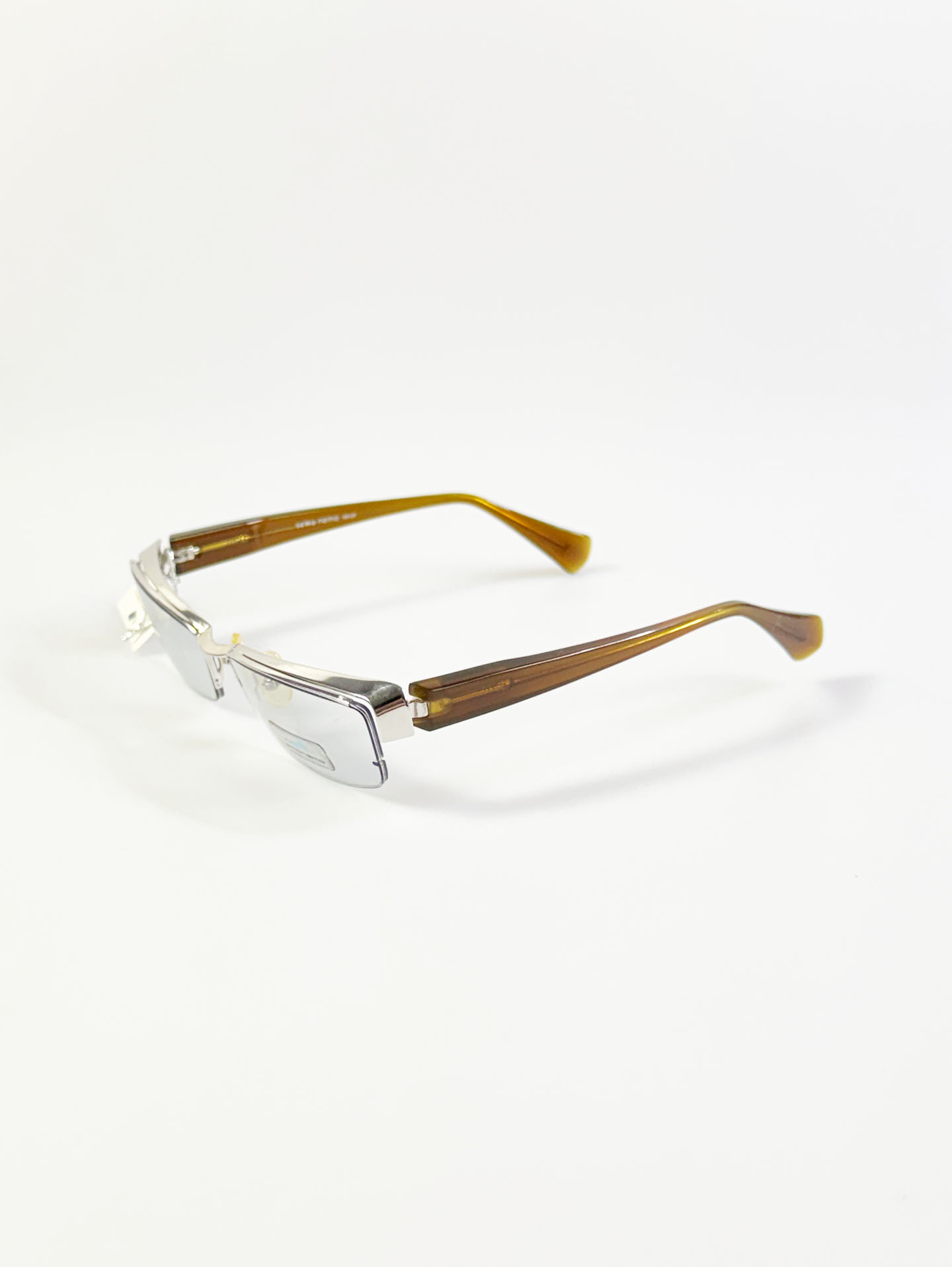 SEMONEMO Silver Half-Rim Square Metal Frame Glasses