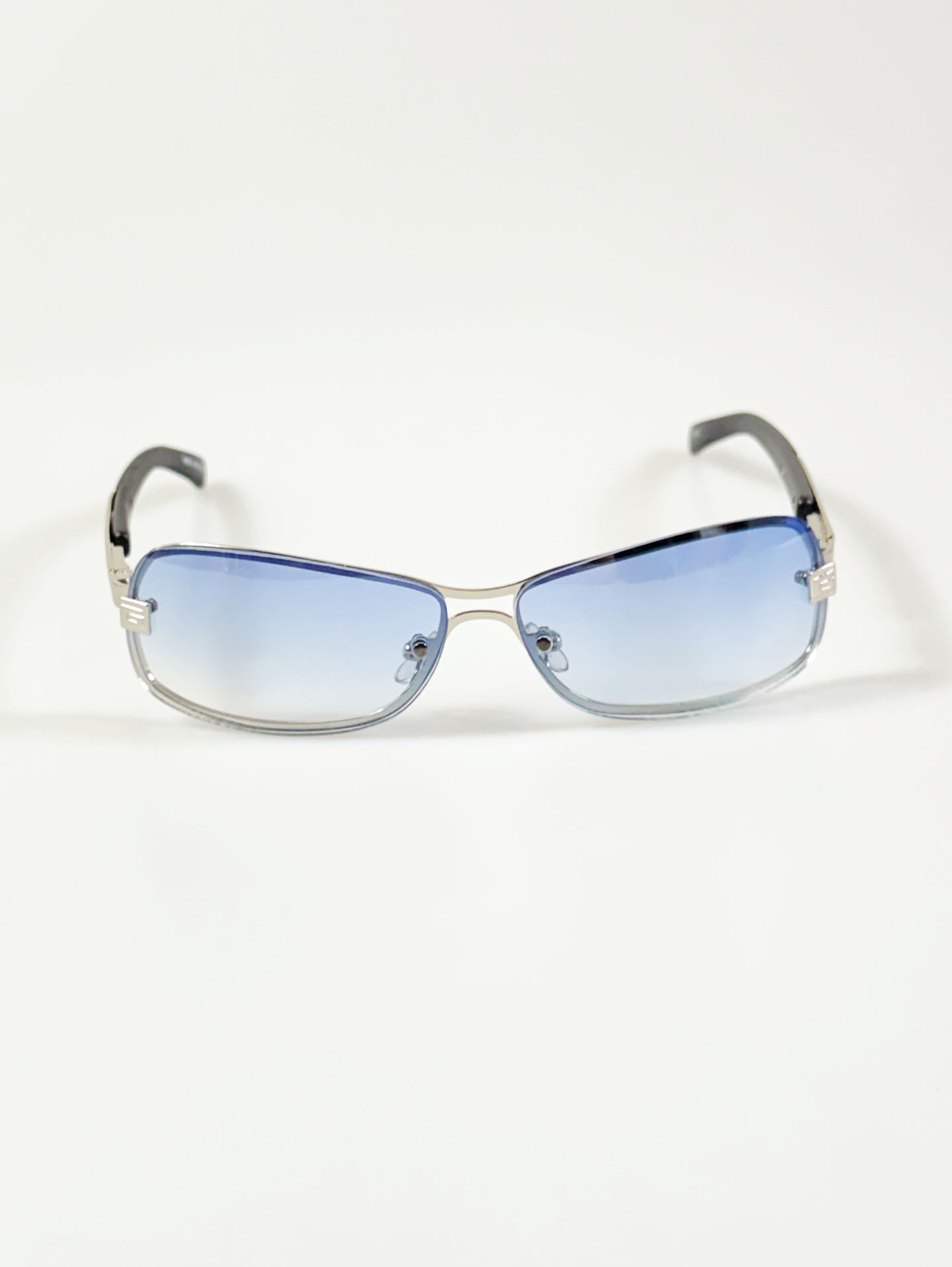Rimless Square Double Bridge Metal Tint Sunglasses