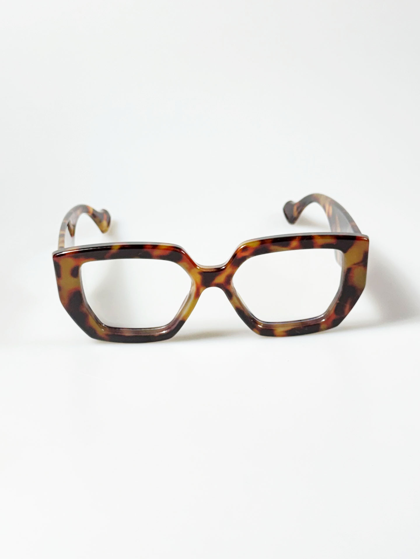 Tortoiseshell Oversized Bold Square Clear Lens Sunglasses